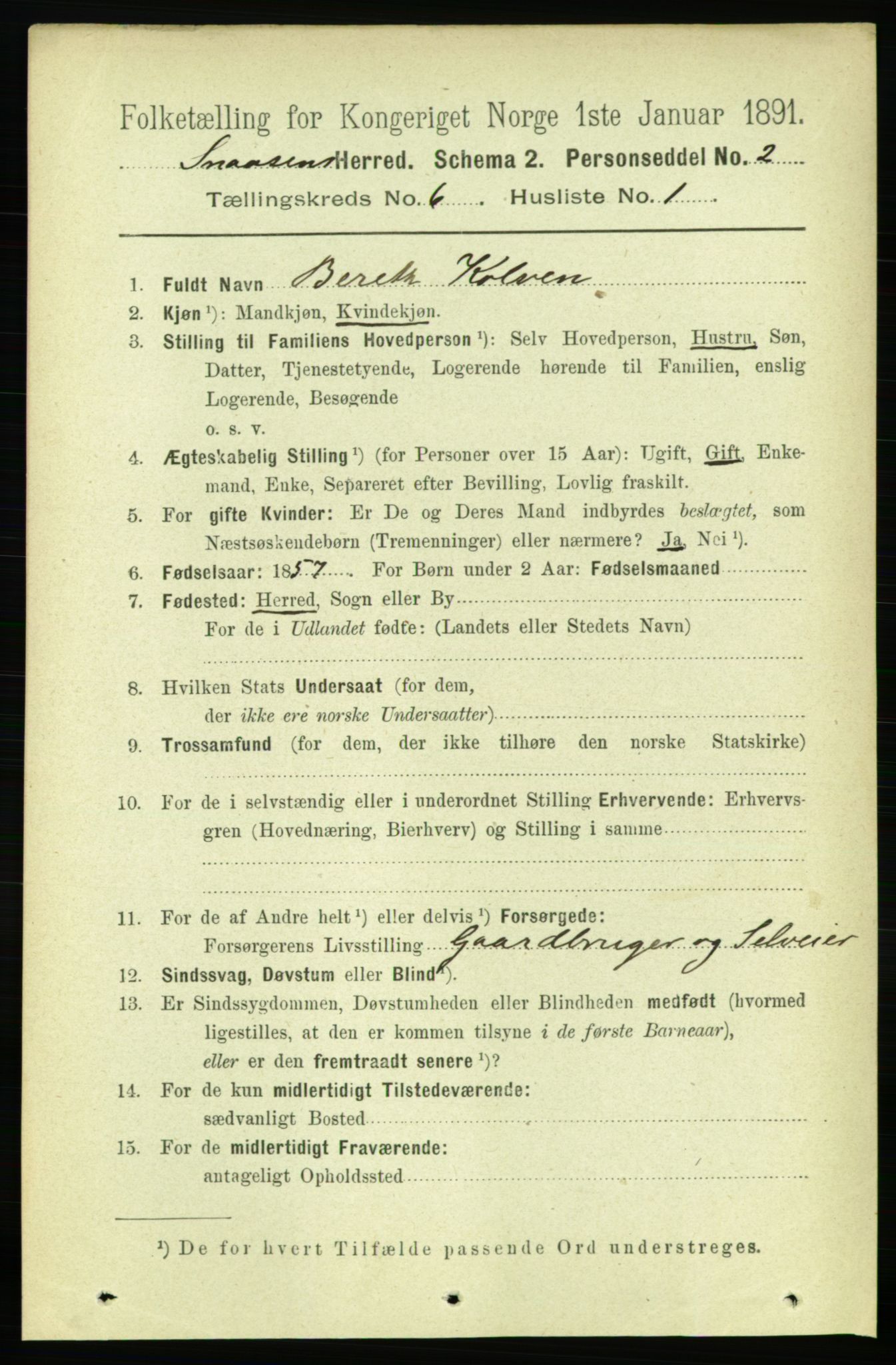 RA, 1891 census for 1736 Snåsa, 1891, p. 1887