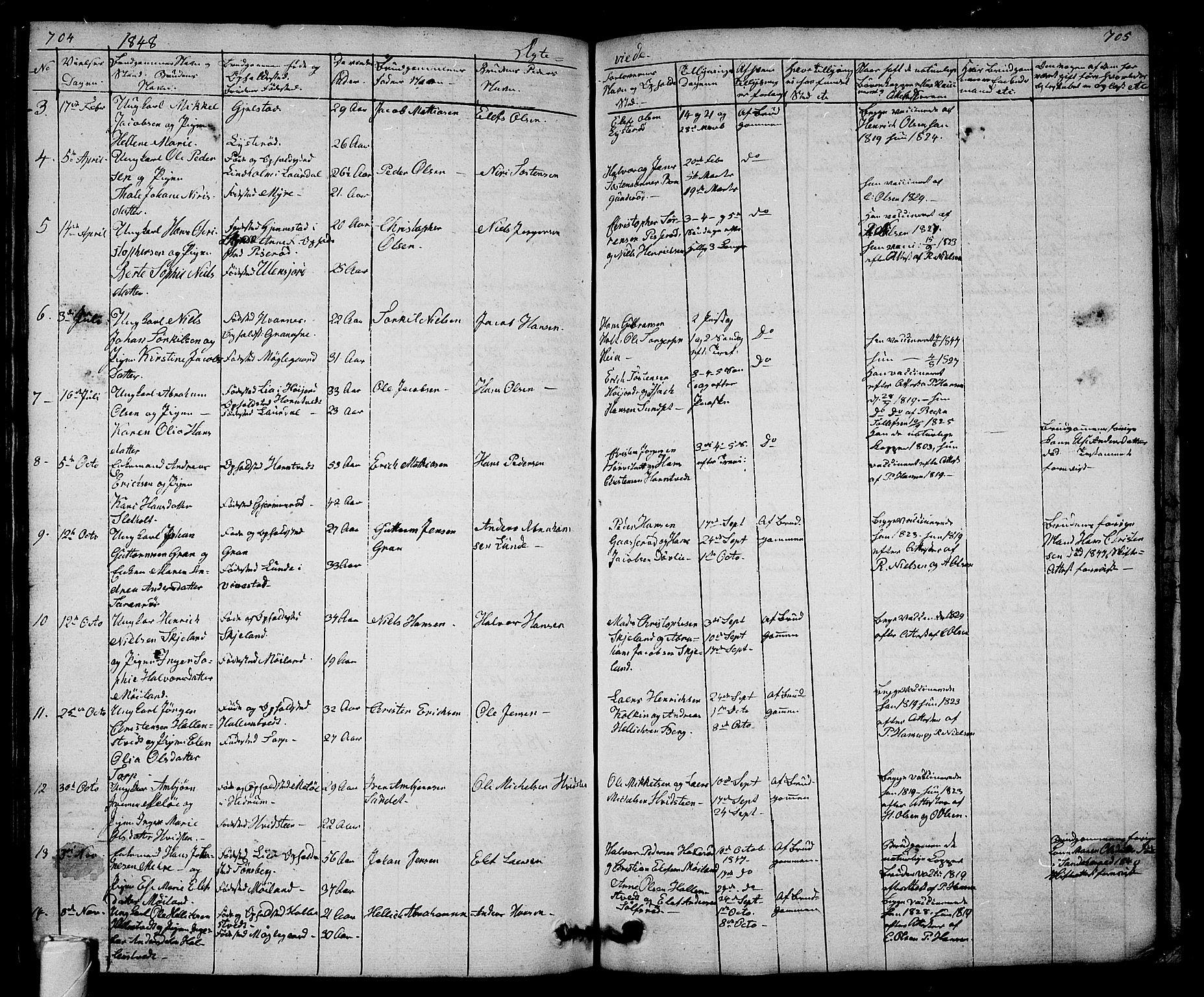 Andebu kirkebøker, AV/SAKO-A-336/G/Ga/L0003: Parish register (copy) no. I 3, 1832-1867, p. 704-705