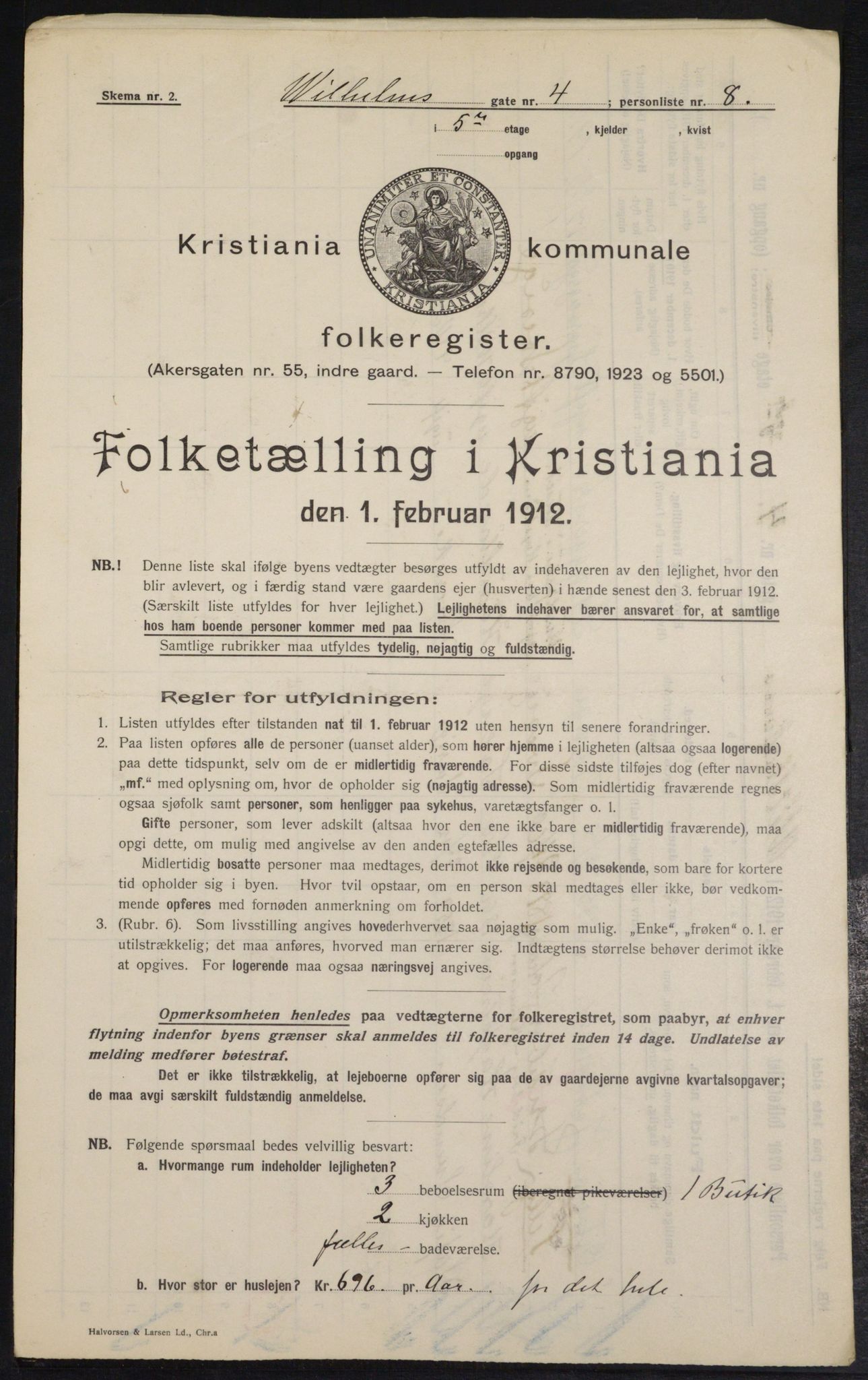 OBA, Municipal Census 1912 for Kristiania, 1912, p. 128160