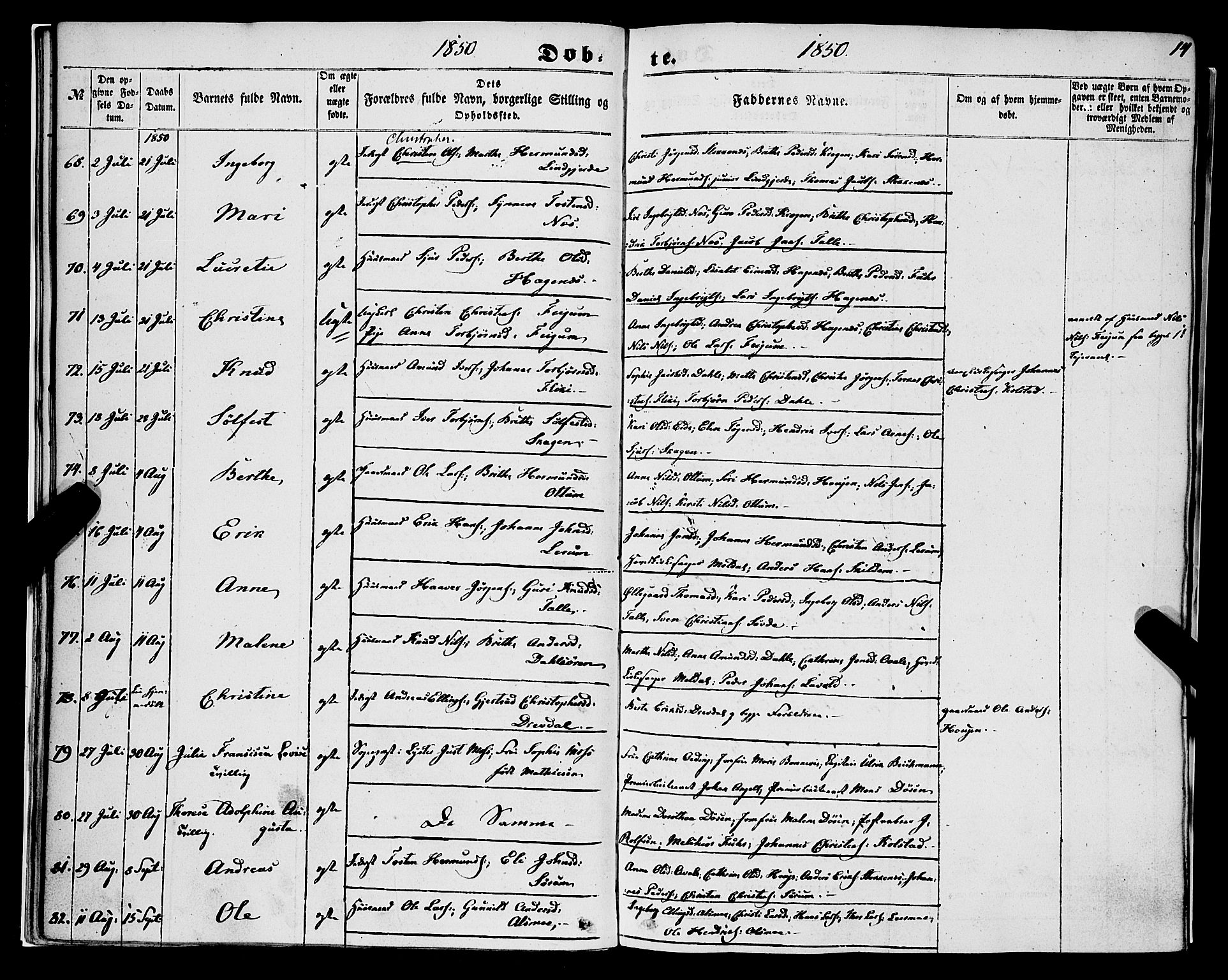 Luster sokneprestembete, SAB/A-81101/H/Haa/Haaa/L0007: Parish register (official) no. A 7, 1849-1859, p. 14