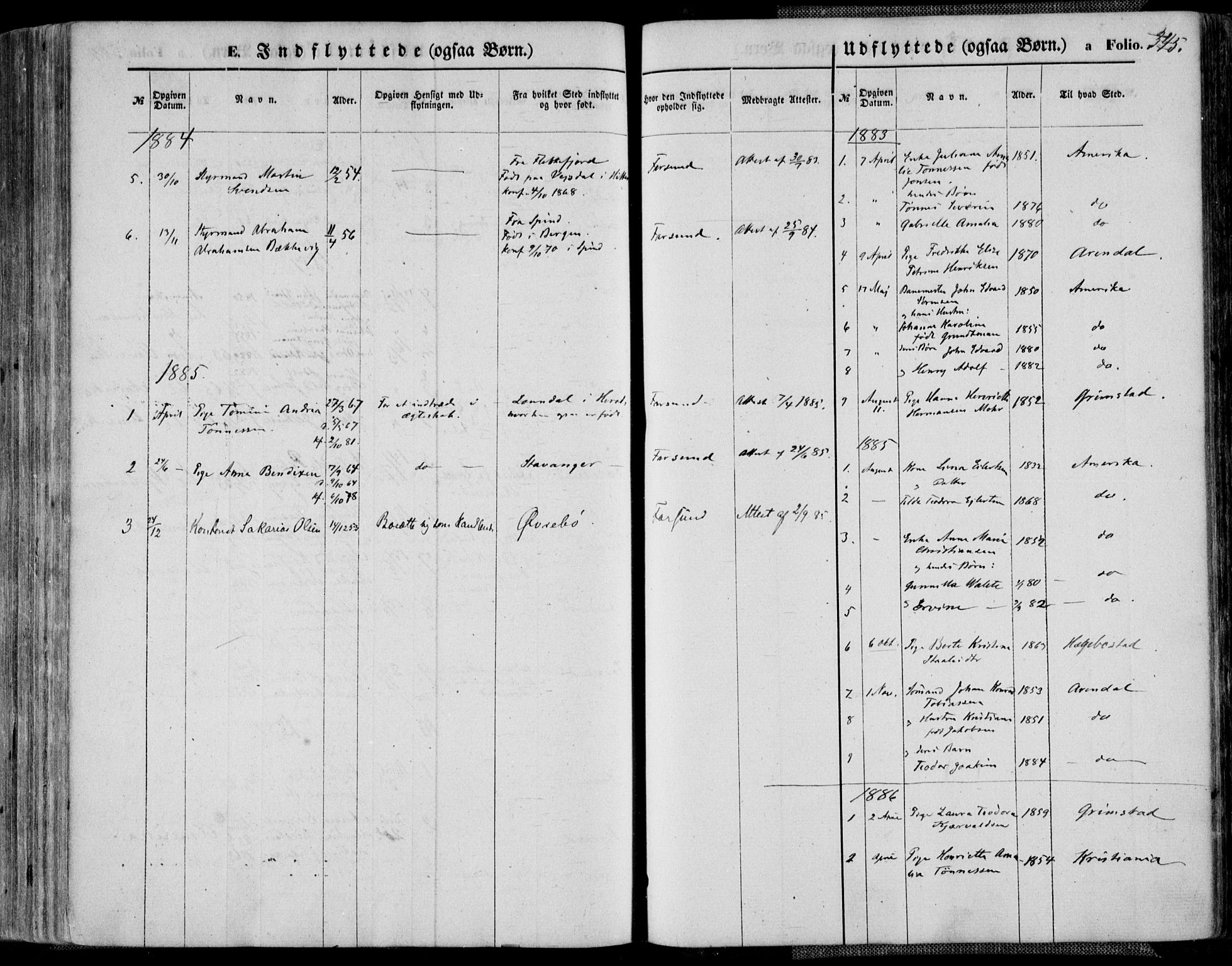 Farsund sokneprestkontor, AV/SAK-1111-0009/F/Fa/L0005: Parish register (official) no. A 5, 1863-1886, p. 345