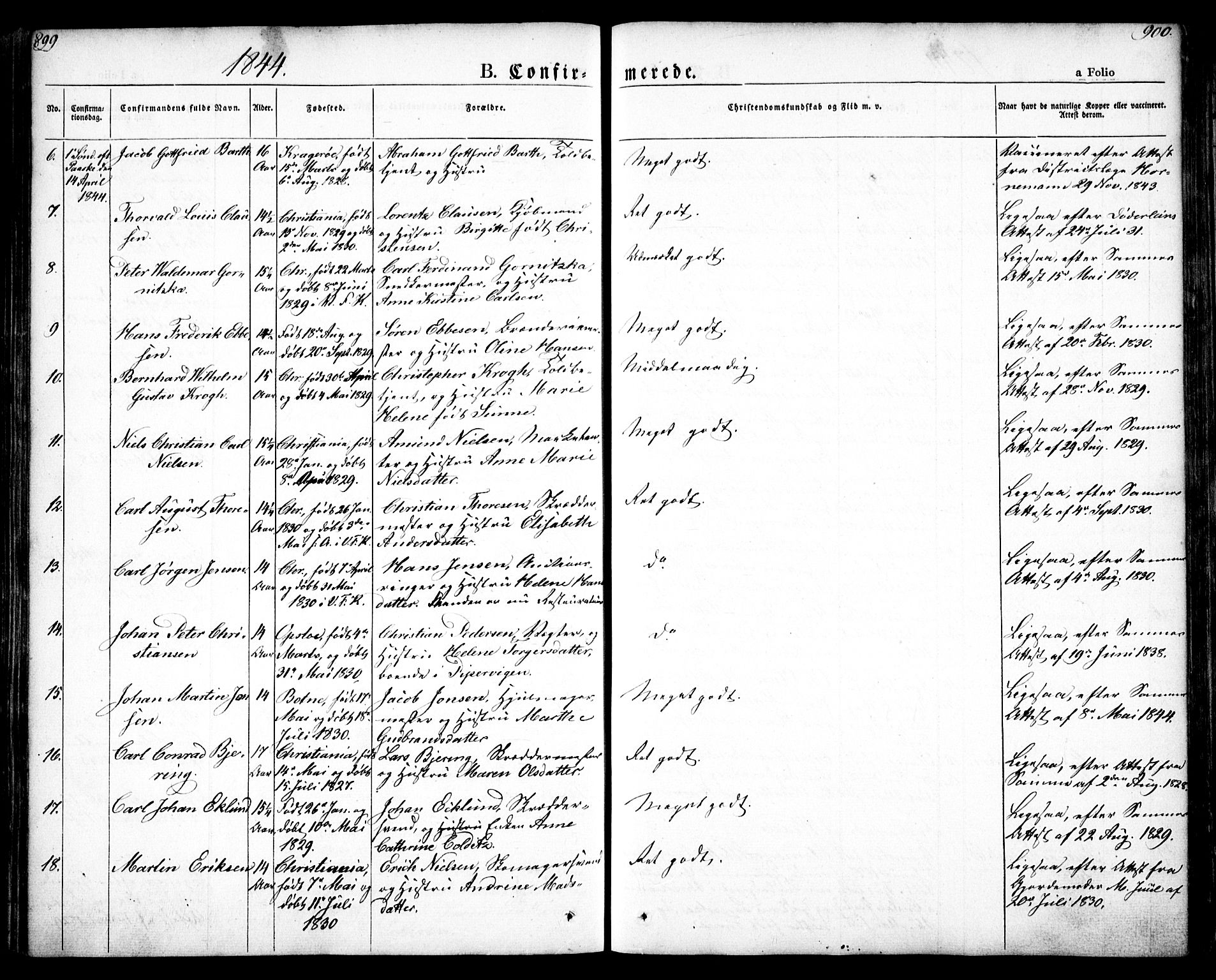 Oslo domkirke Kirkebøker, SAO/A-10752/F/Fa/L0012: Parish register (official) no. 12, 1837-1845, p. 899-900