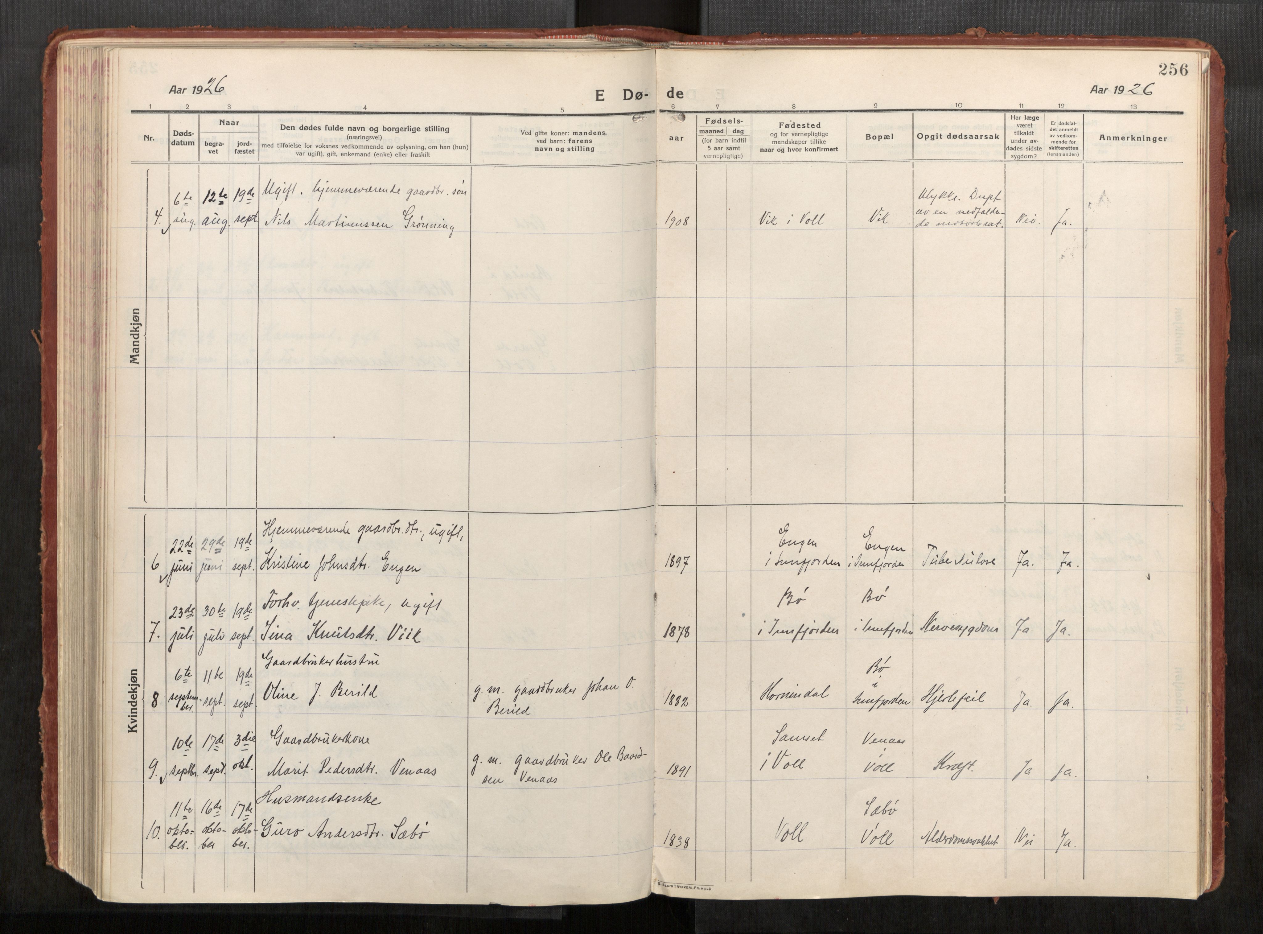 Eid sokneprestkontor, AV/SAT-A-1254: Parish register (official) no. 543A04, 1916-1956, p. 256