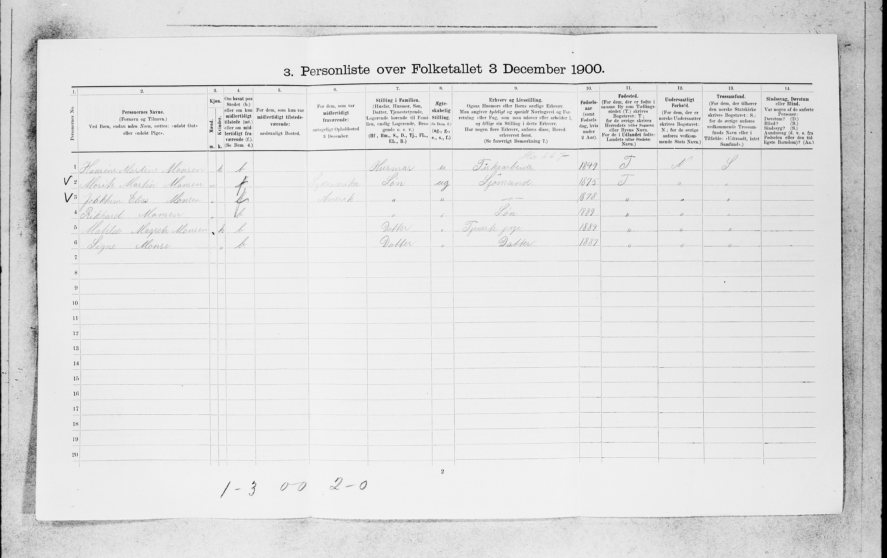 SAB, 1900 census for Bergen, 1900, p. 16779