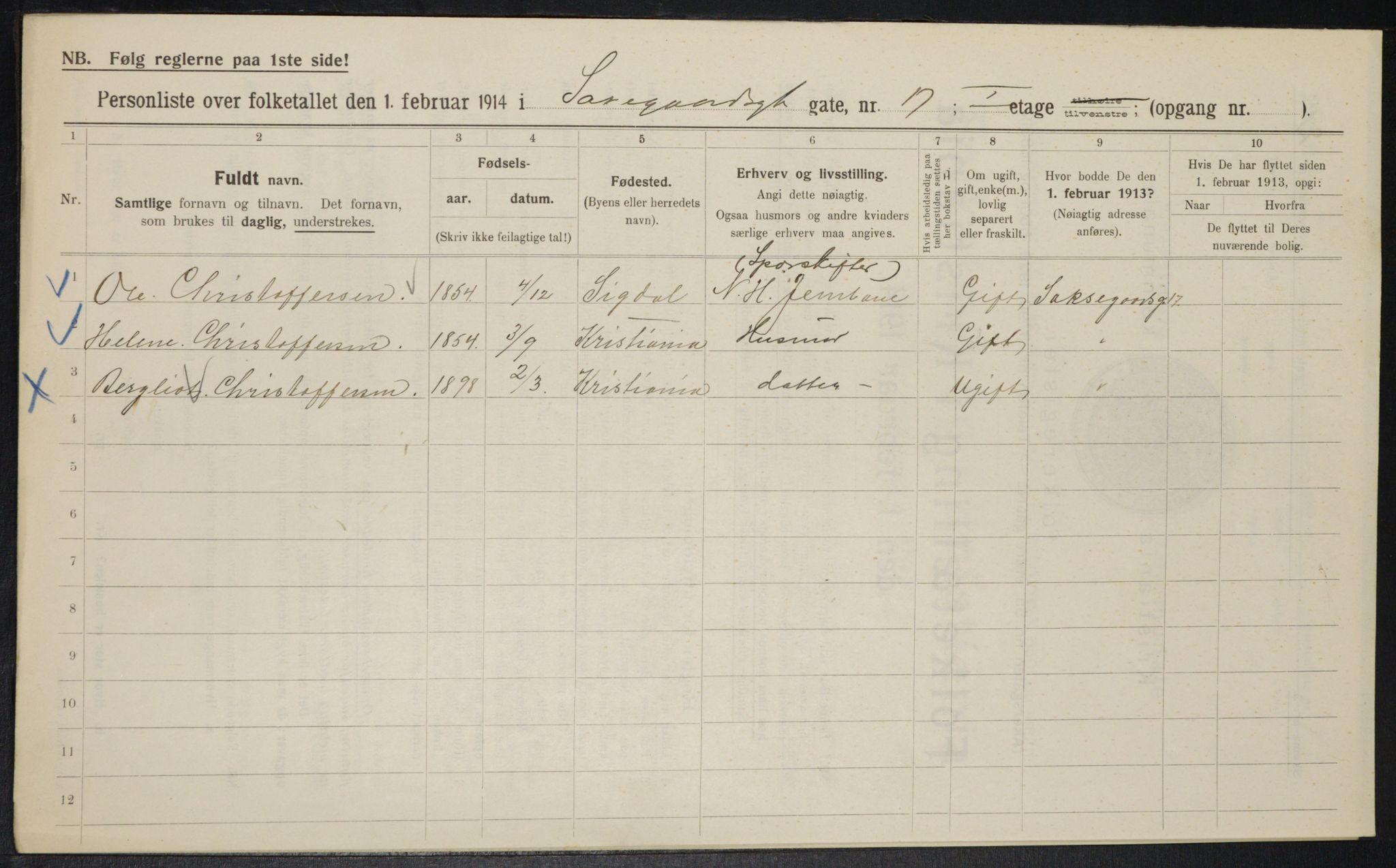 OBA, Municipal Census 1914 for Kristiania, 1914, p. 89184