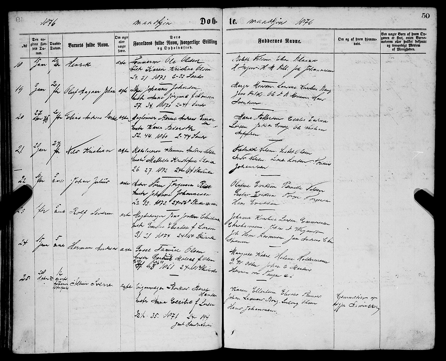 Sandviken Sokneprestembete, AV/SAB-A-77601/H/Ha/L0001: Parish register (official) no. A 1, 1867-1877, p. 50