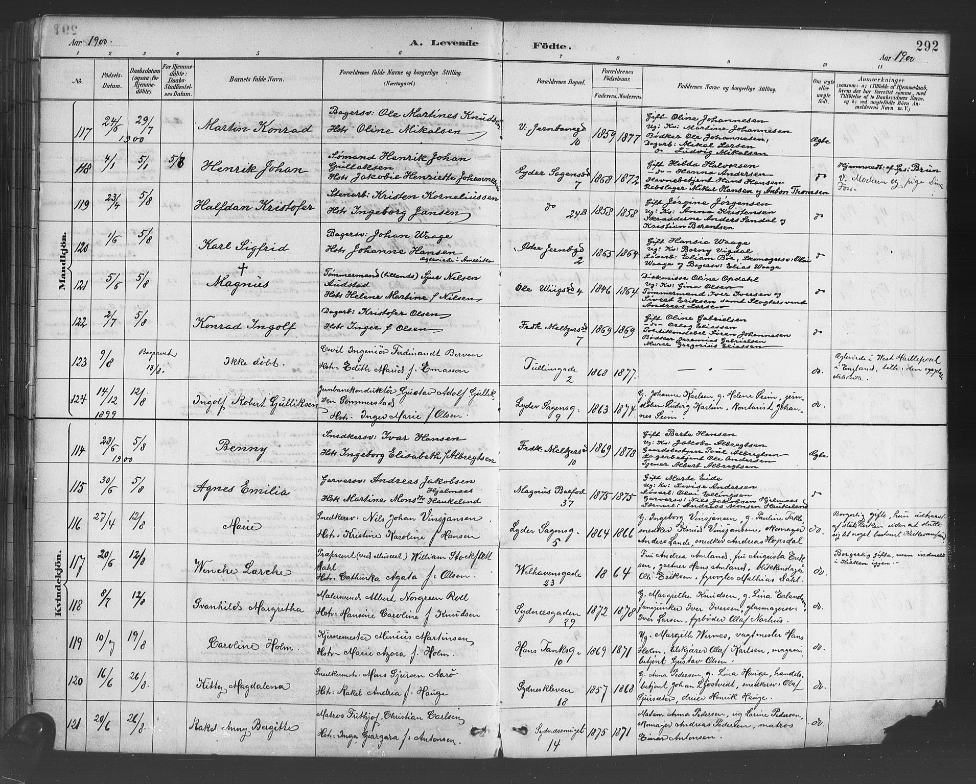 Johanneskirken sokneprestembete, AV/SAB-A-76001/H/Hab: Parish register (copy) no. A 1, 1885-1900, p. 292