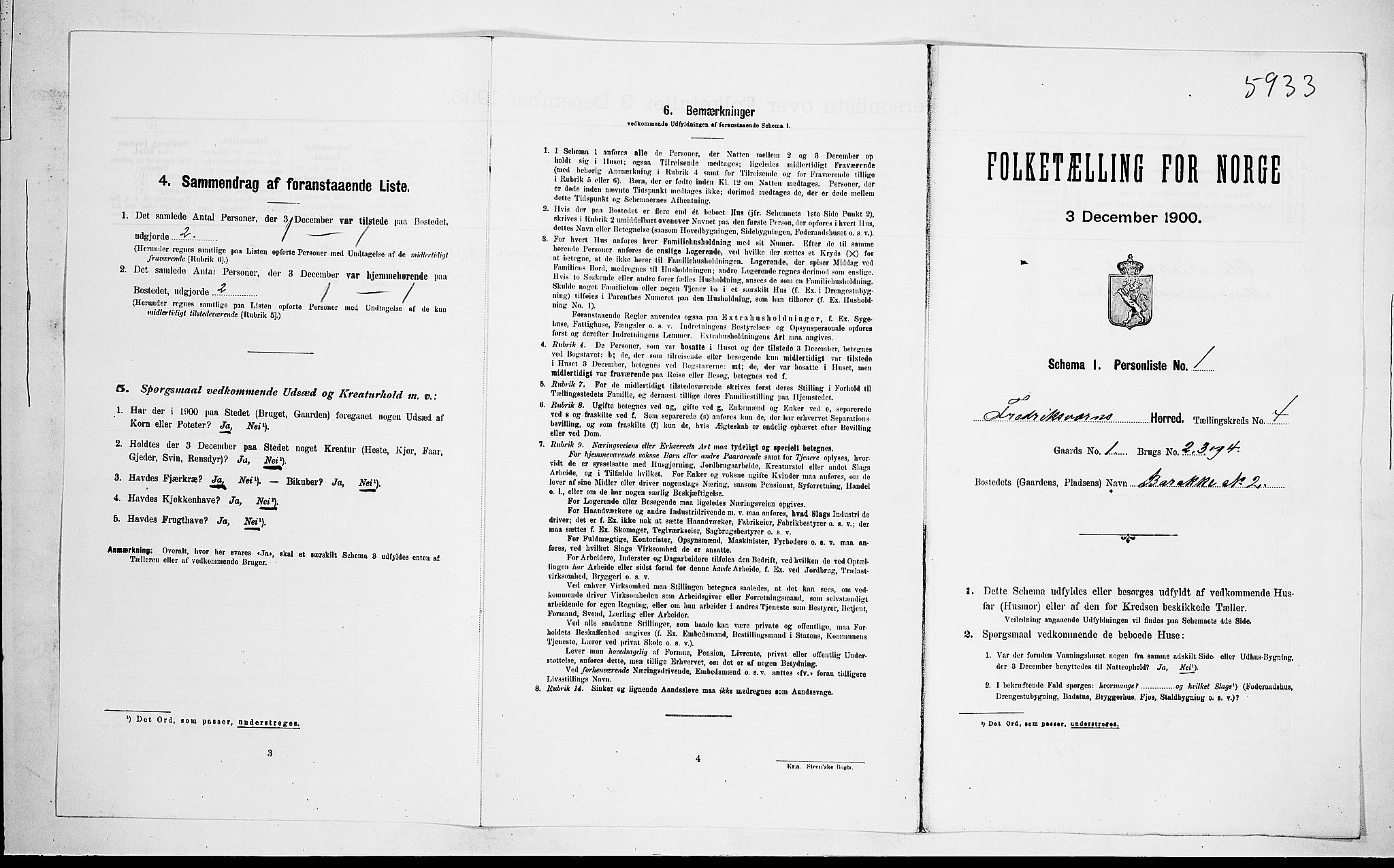 RA, 1900 census for Fredriksvern, 1900, p. 154