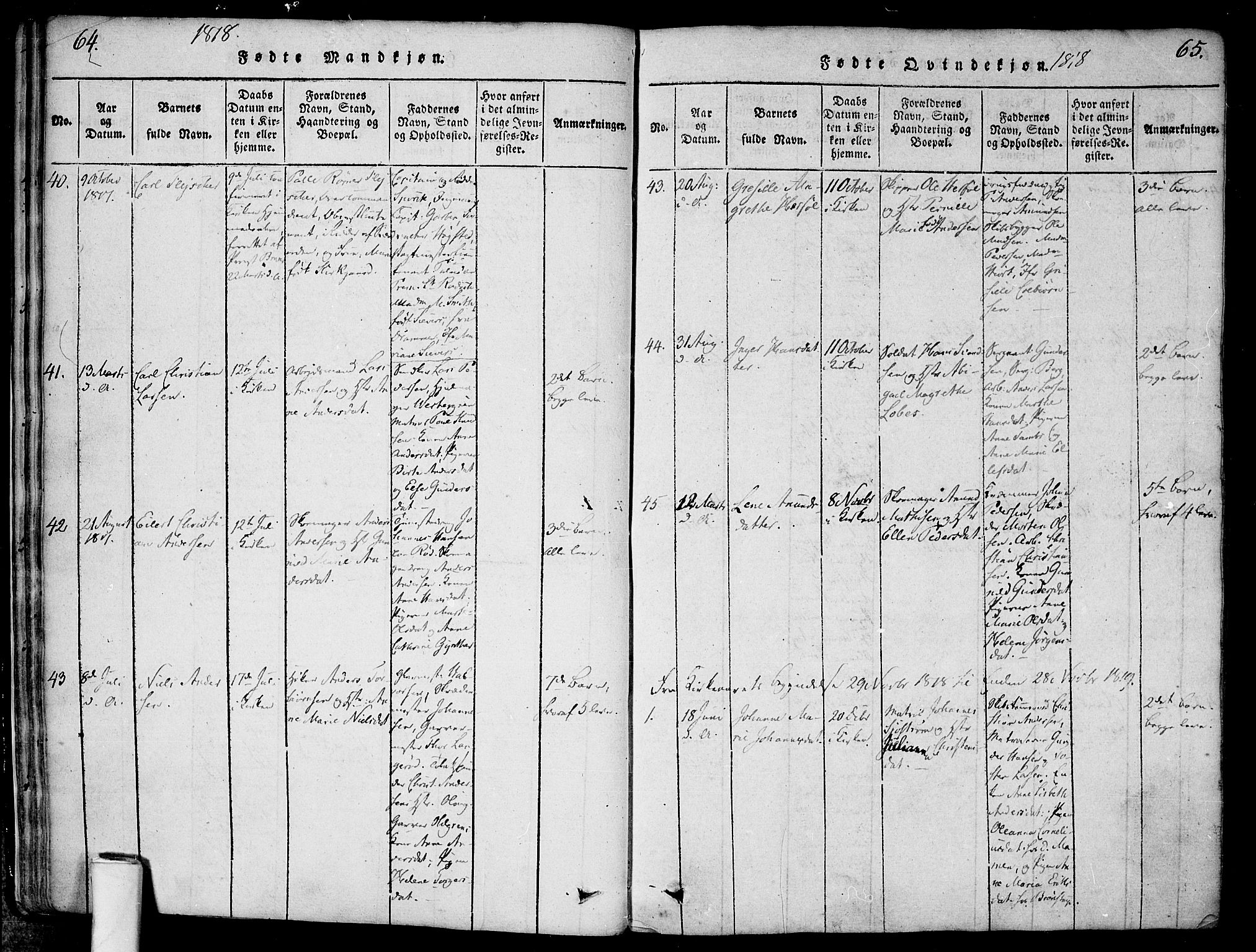 Halden prestekontor Kirkebøker, SAO/A-10909/F/Fa/L0003: Parish register (official) no. I 3, 1815-1834, p. 64-65
