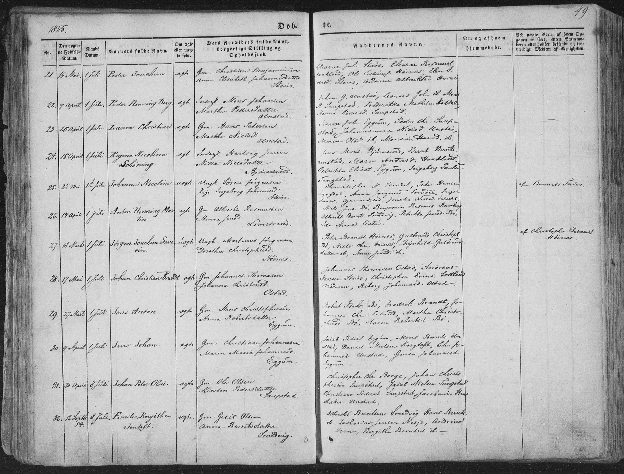 Ministerialprotokoller, klokkerbøker og fødselsregistre - Nordland, SAT/A-1459/880/L1131: Parish register (official) no. 880A05, 1844-1868, p. 49