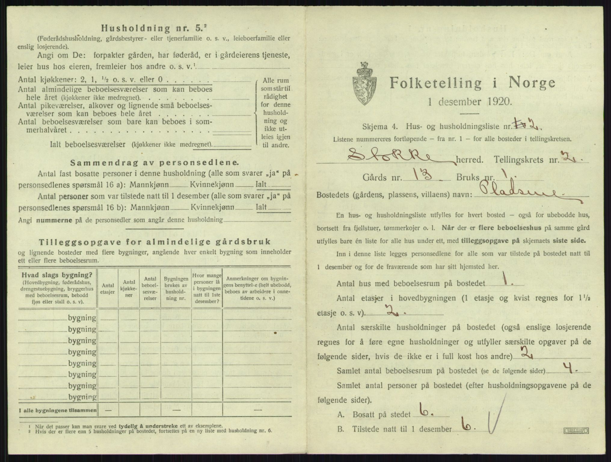 SAKO, 1920 census for Stokke, 1920, p. 268