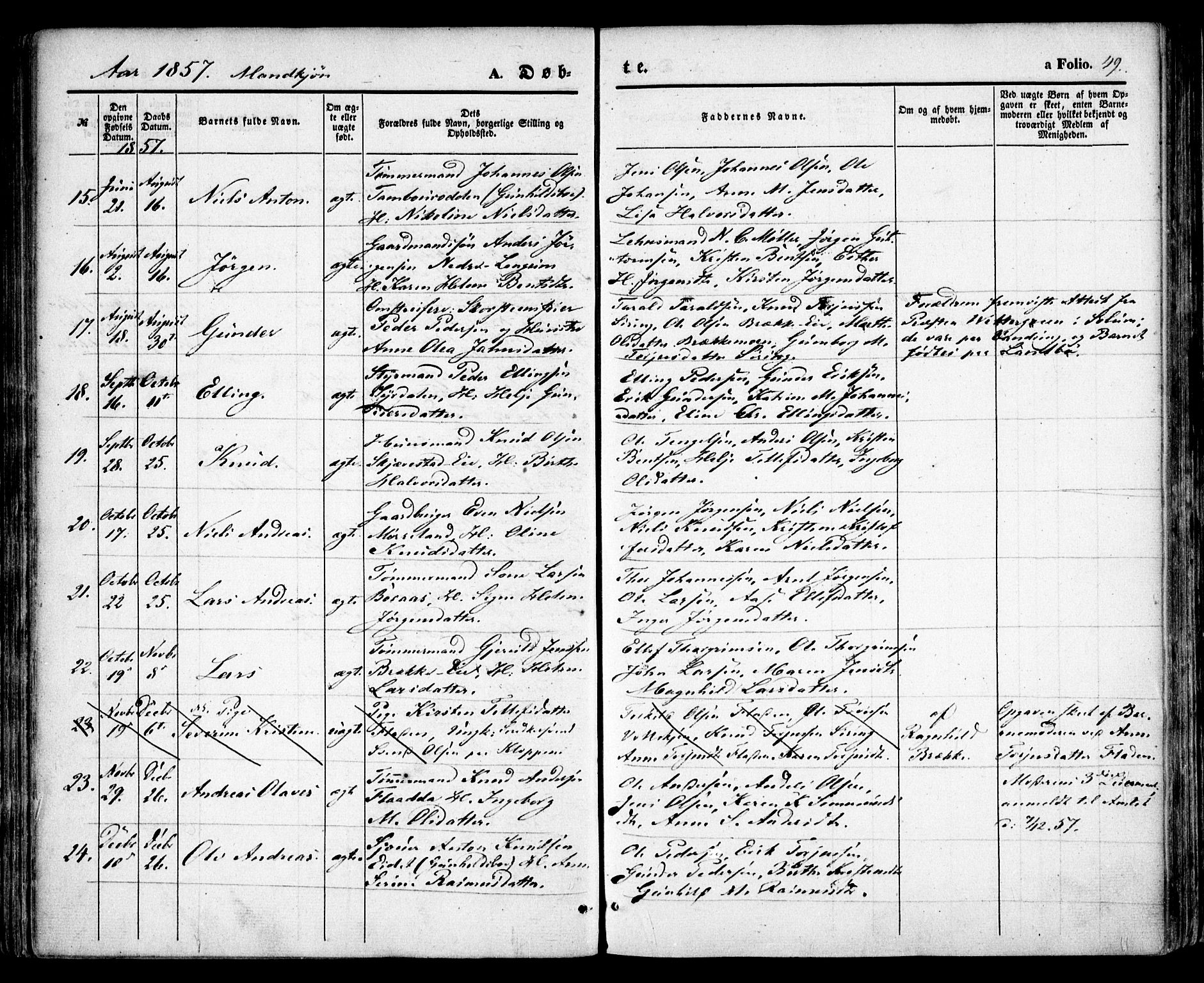 Austre Moland sokneprestkontor, AV/SAK-1111-0001/F/Fa/Faa/L0007: Parish register (official) no. A 7, 1847-1857, p. 49