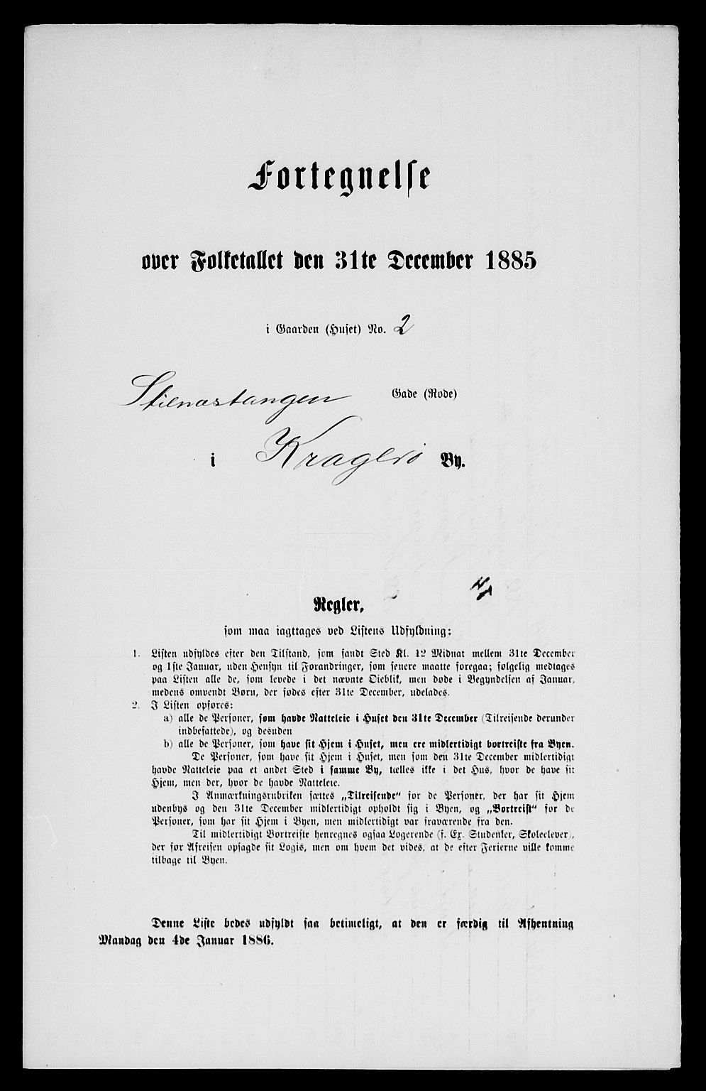 SAKO, 1885 census for 0801 Kragerø, 1885, p. 4