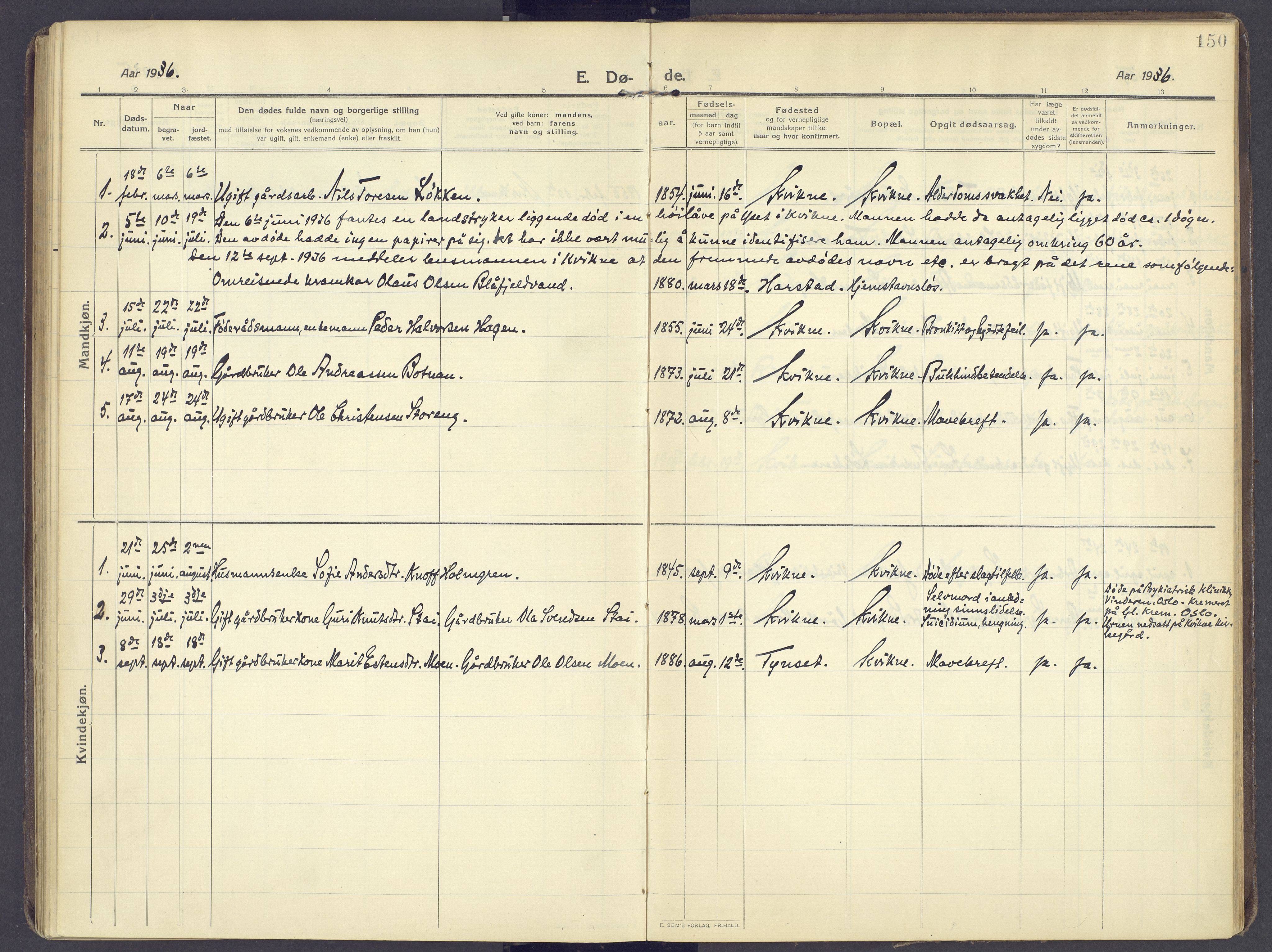 Kvikne prestekontor, SAH/PREST-064/H/Ha/Haa/L0009: Parish register (official) no. 9, 1911-1942, p. 150