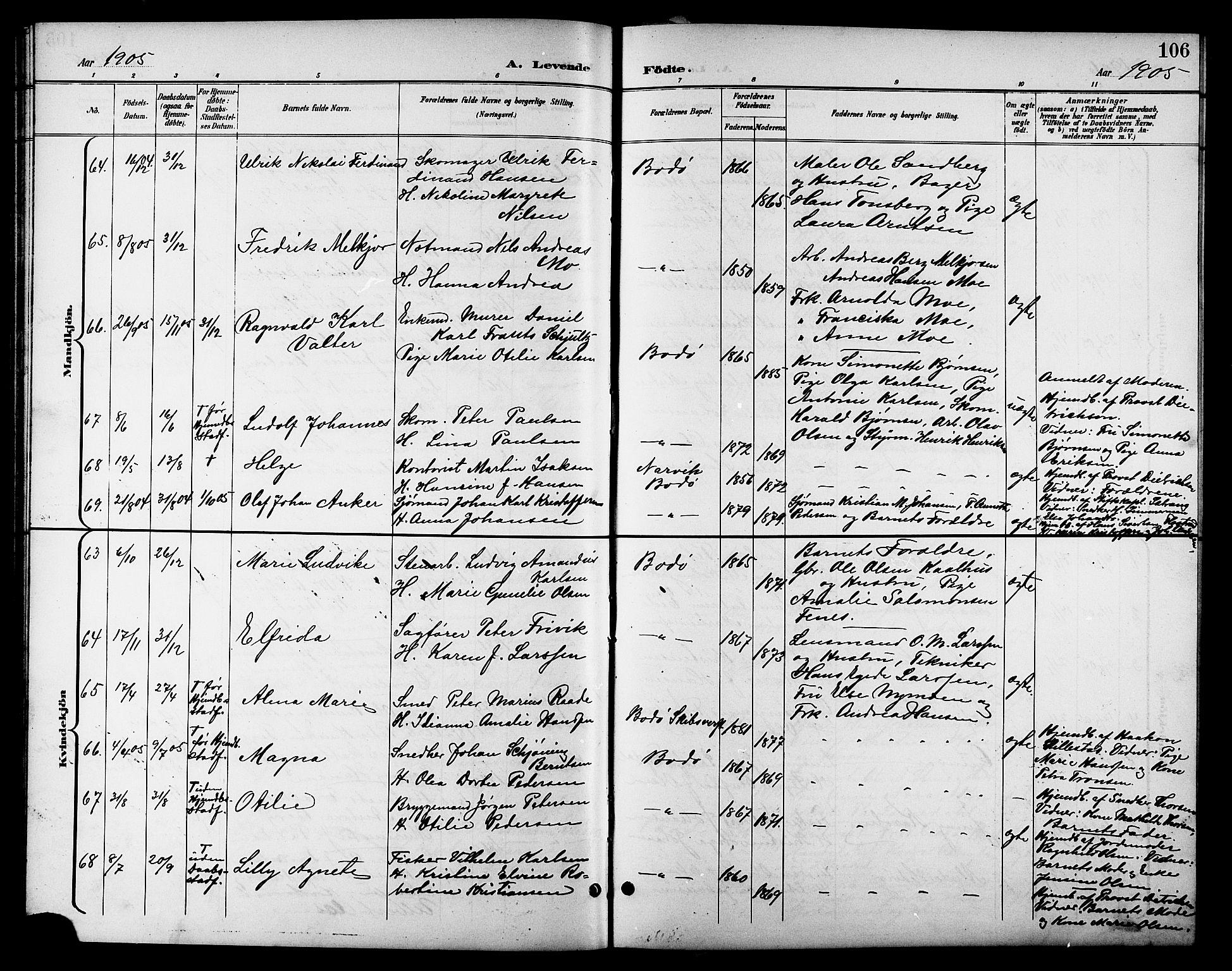 Ministerialprotokoller, klokkerbøker og fødselsregistre - Nordland, SAT/A-1459/801/L0033: Parish register (copy) no. 801C08, 1898-1910, p. 106