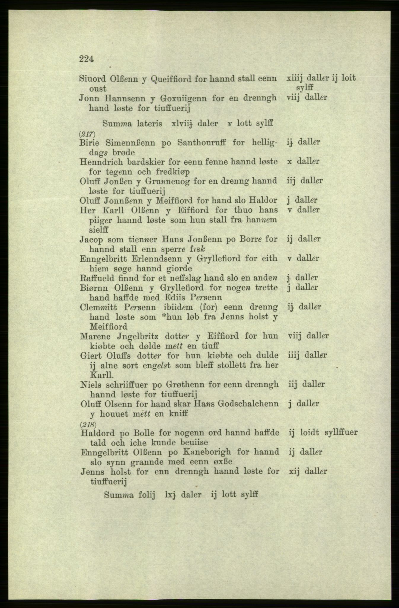 Publikasjoner utgitt av Arkivverket, PUBL/PUBL-001/C/0005: Bind 5: Rekneskap for Bergenhus len 1566-1567: B. Utgift C. Dei nordlandske lena og Finnmark D. Ekstrakt, 1566-1567, p. 224