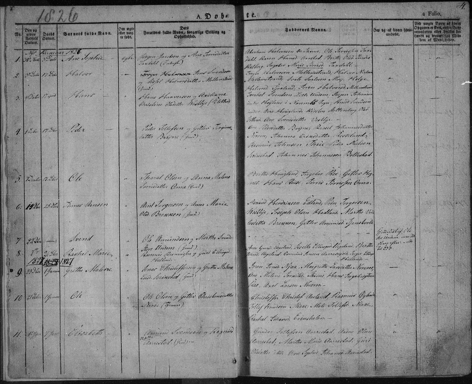 Lye sokneprestkontor, SAST/A-101794/001/30BA/L0004: Parish register (official) no. A 4, 1826-1841, p. 4
