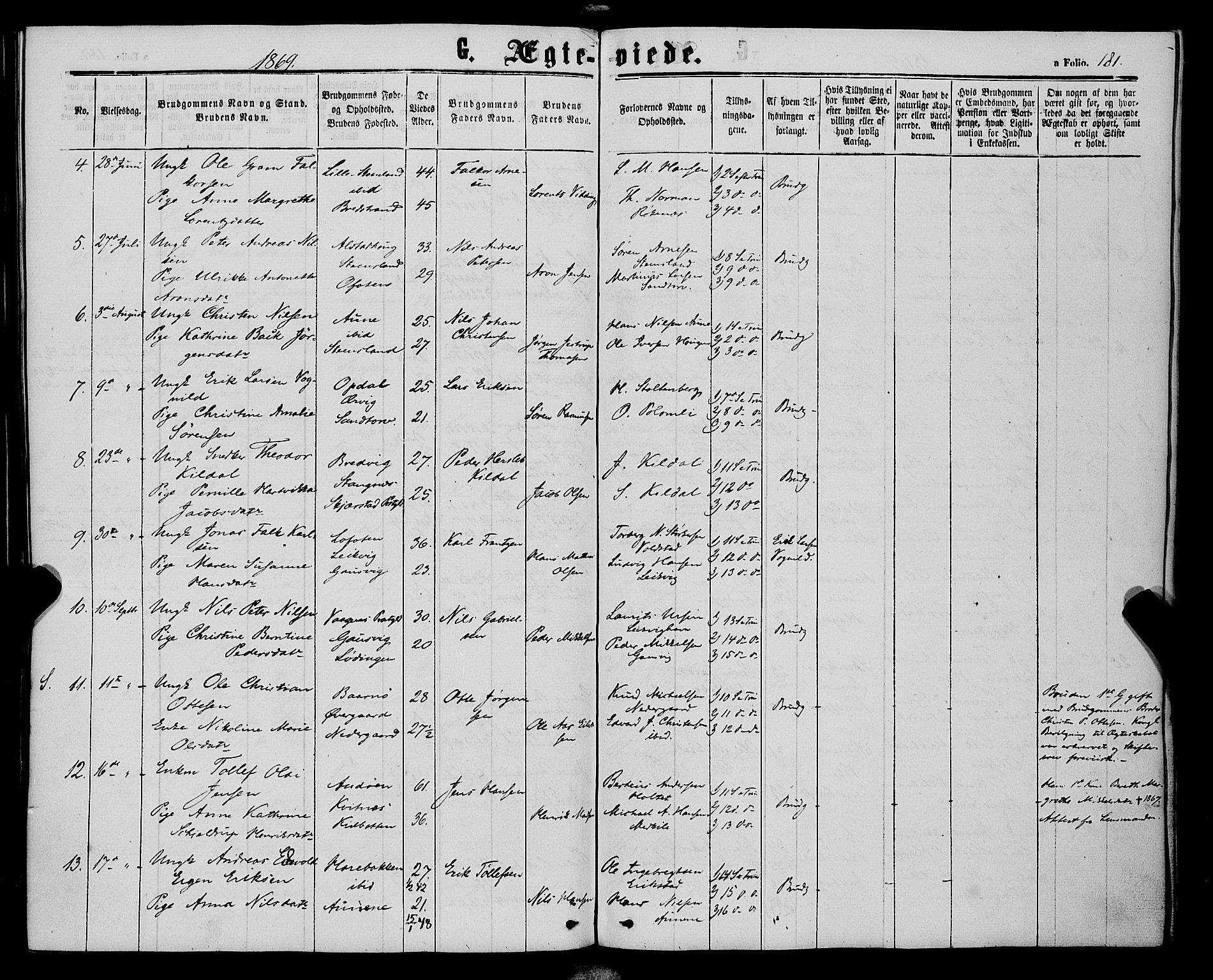 Trondenes sokneprestkontor, AV/SATØ-S-1319/H/Ha/L0012kirke: Parish register (official) no. 12, 1863-1870, p. 181