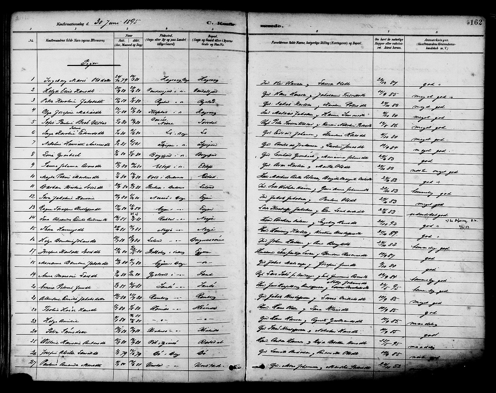 Ministerialprotokoller, klokkerbøker og fødselsregistre - Nordland, AV/SAT-A-1459/880/L1133: Parish register (official) no. 880A07, 1888-1898, p. 162