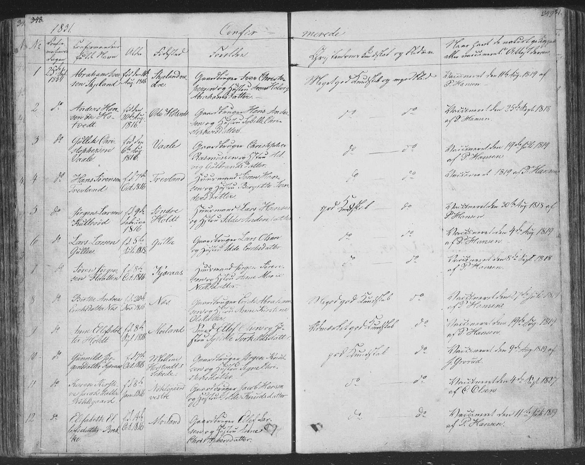 Andebu kirkebøker, AV/SAKO-A-336/F/Fa/L0004: Parish register (official) no. 4, 1829-1856, p. 348-349