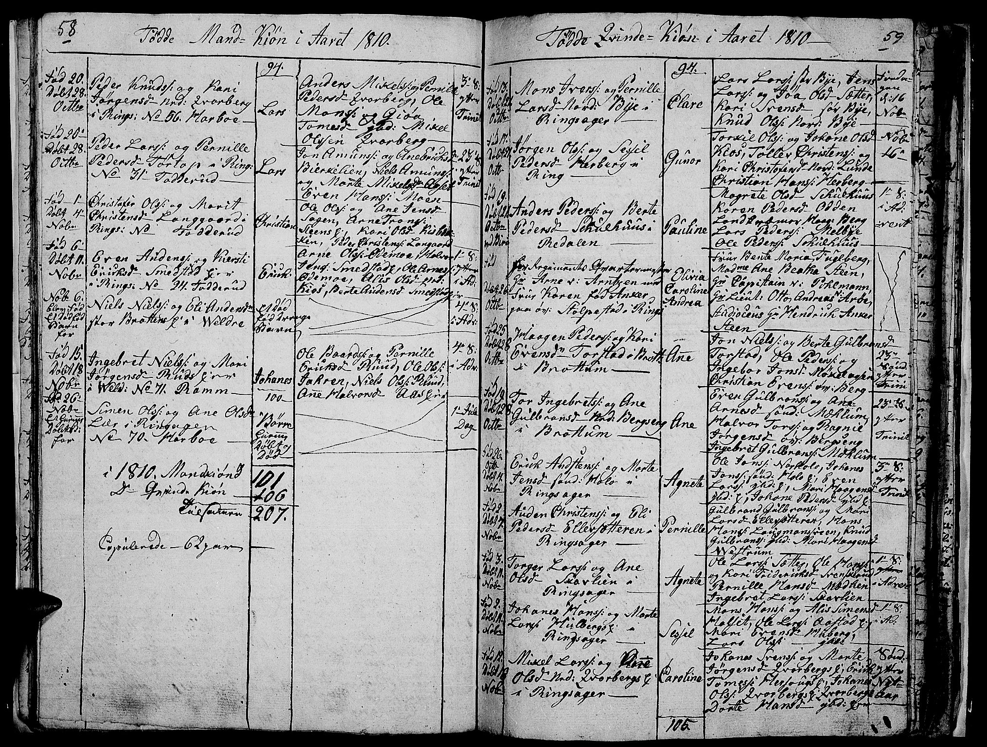 Ringsaker prestekontor, AV/SAH-PREST-014/I/Ia/L0005/0008: Parish register draft no. 5.8, 1807-1811, p. 58-59