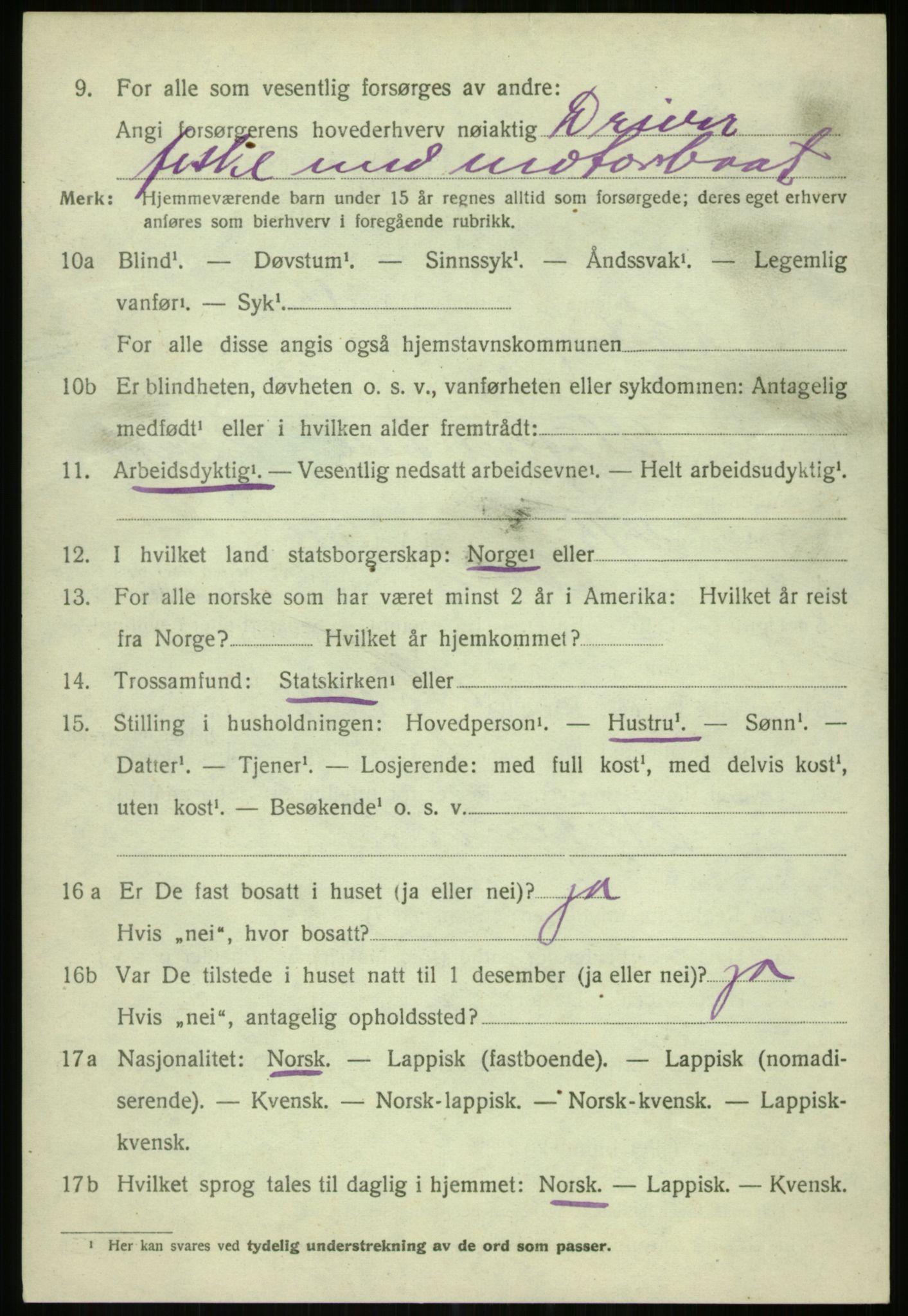SATØ, 1920 census for Karlsøy, 1920, p. 4907