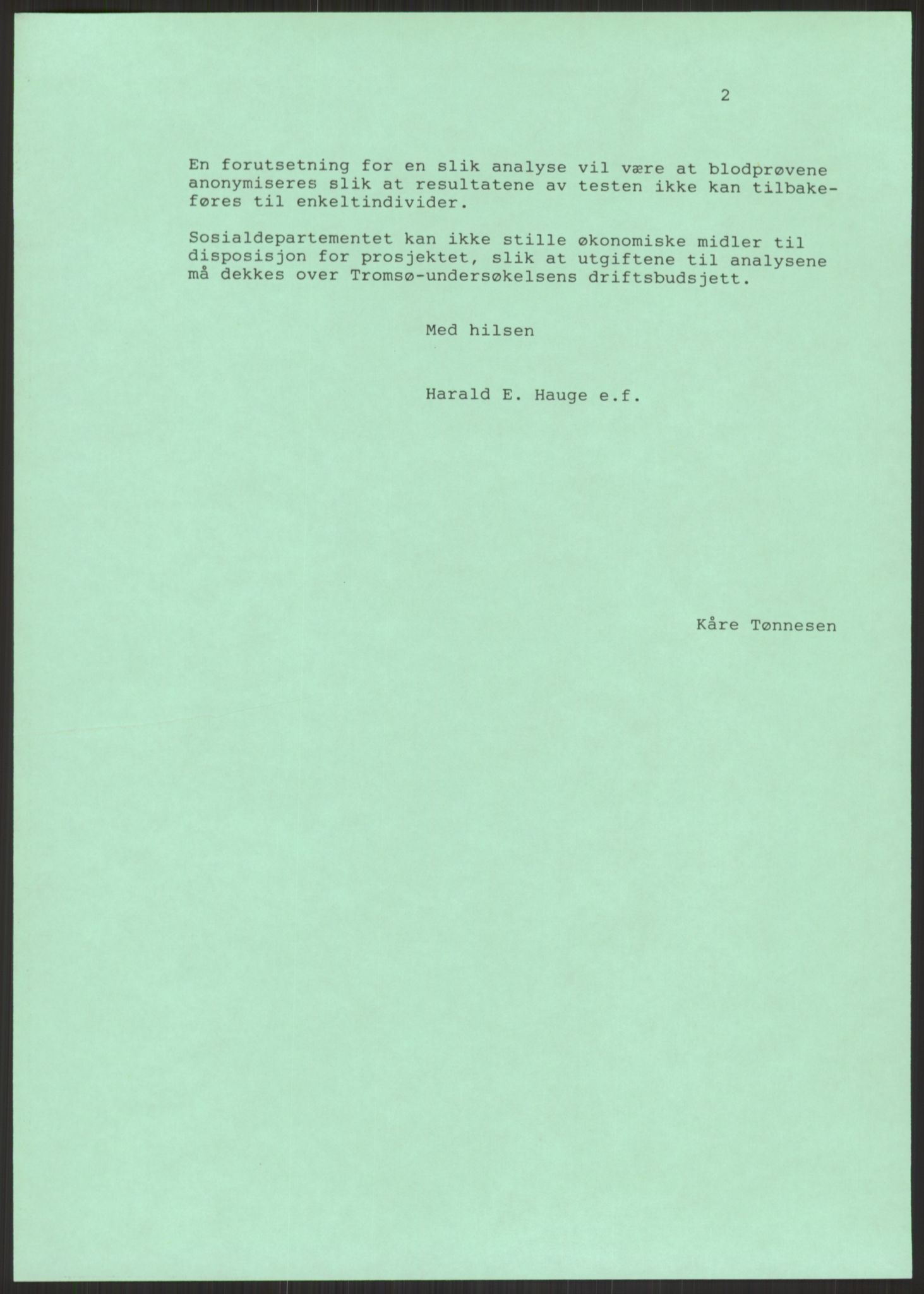 Sosialdepartementet, Administrasjons-, trygde-, plan- og helseavdelingen, AV/RA-S-6179/D/L2240/0003: -- / 619 Diverse. HIV/AIDS, 1986-1987, p. 9