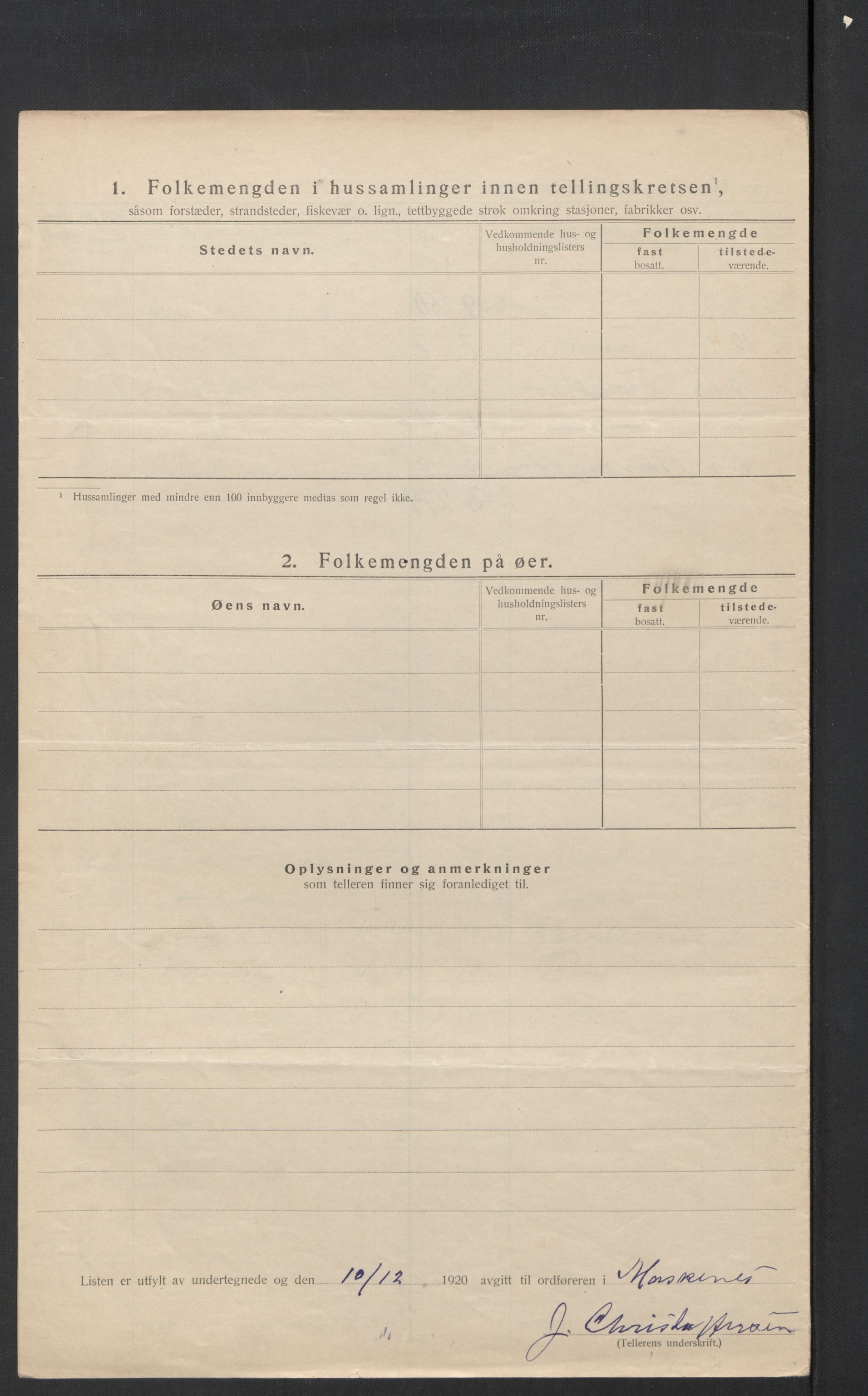 SAT, 1920 census for Moskenes, 1920, p. 8