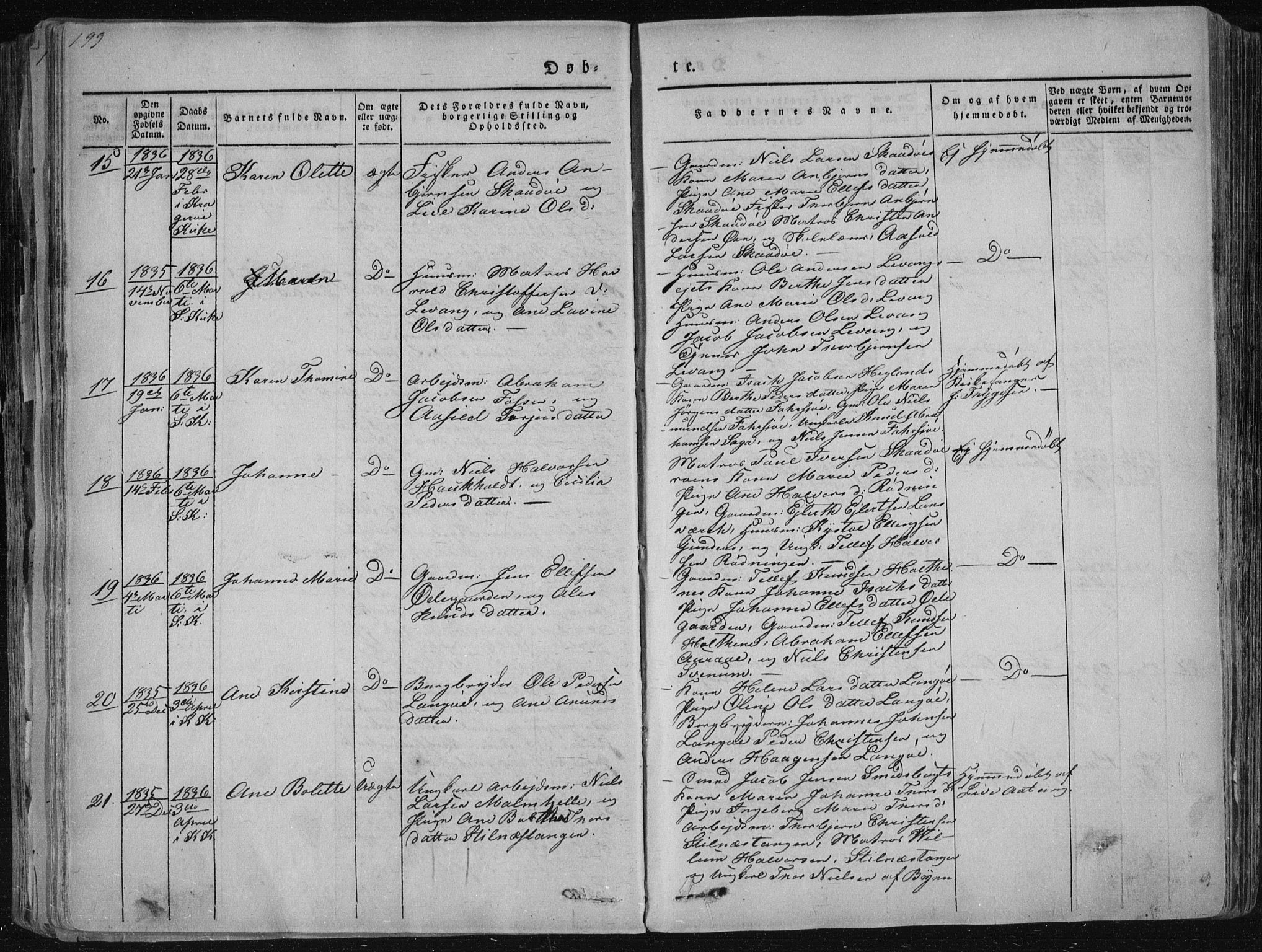 Sannidal kirkebøker, AV/SAKO-A-296/F/Fa/L0006: Parish register (official) no. 6, 1831-1847, p. 199