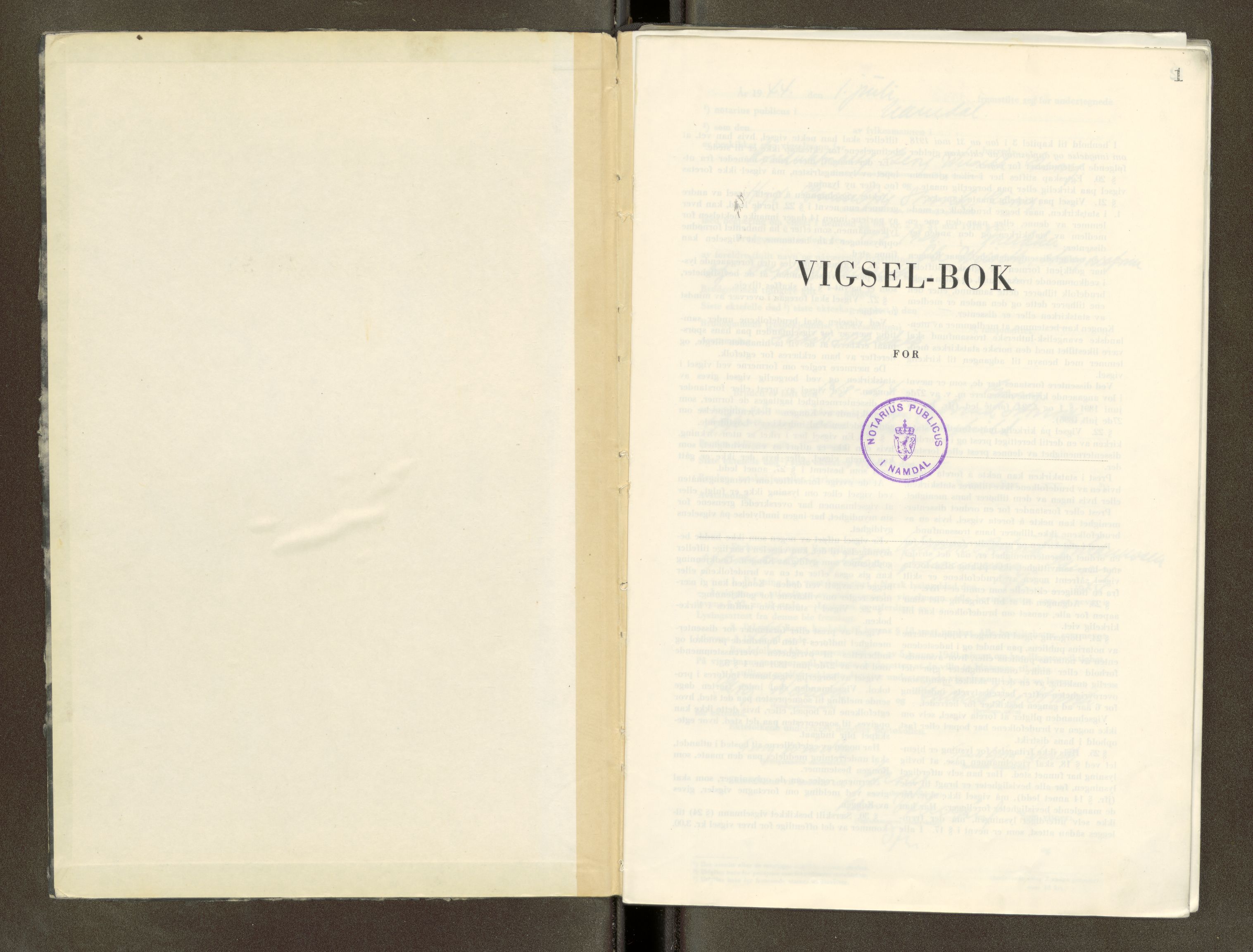 Namdal sorenskriveri, SAT/A-4133/1/6/6D/L0001: Vigselbøker, 1940-1948, p. 1