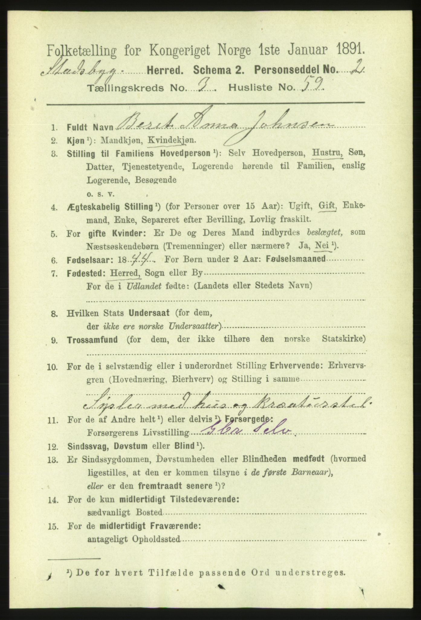 RA, 1891 census for 1625 Stadsbygd, 1891, p. 1740