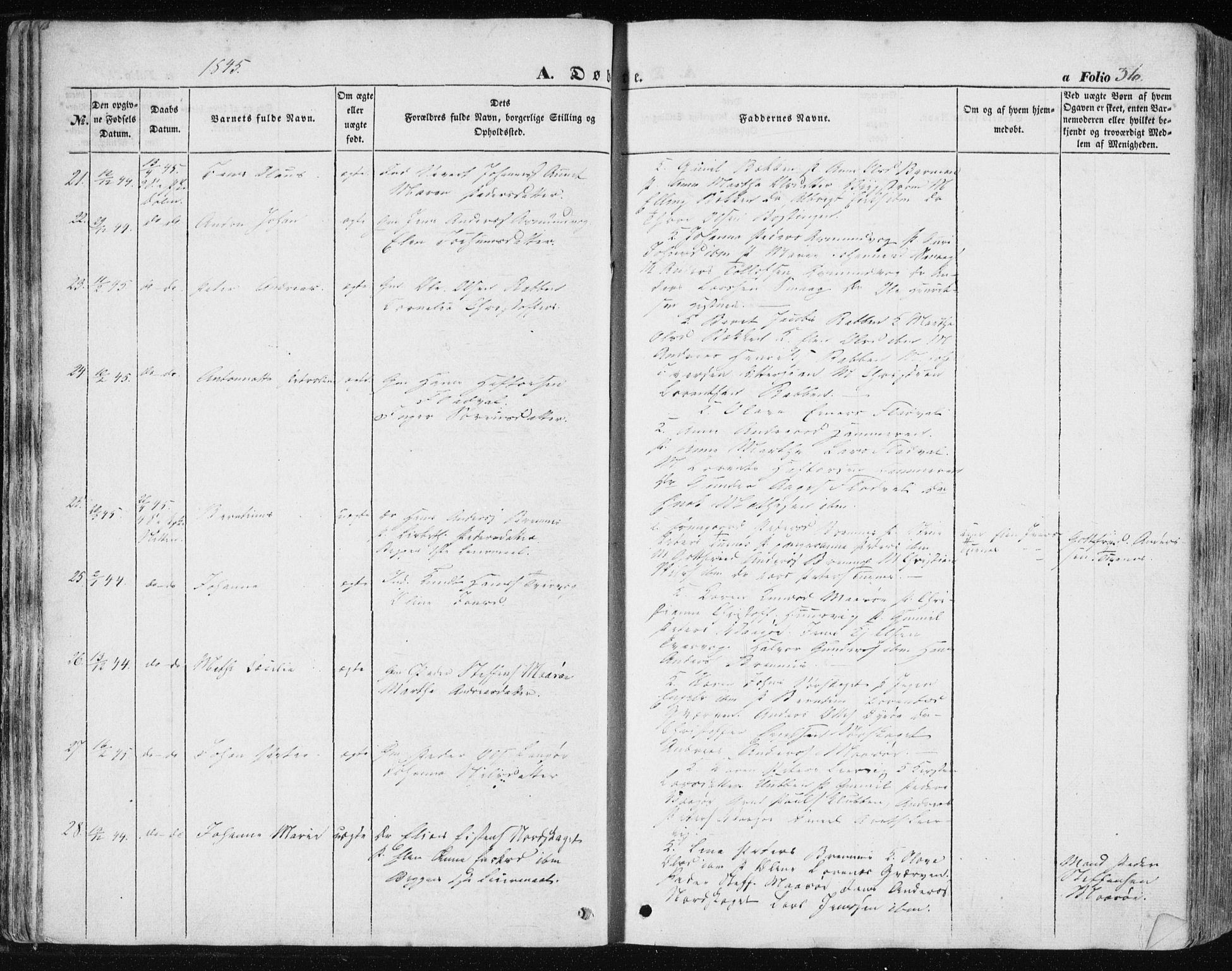 Ministerialprotokoller, klokkerbøker og fødselsregistre - Sør-Trøndelag, AV/SAT-A-1456/634/L0529: Parish register (official) no. 634A05, 1843-1851, p. 36