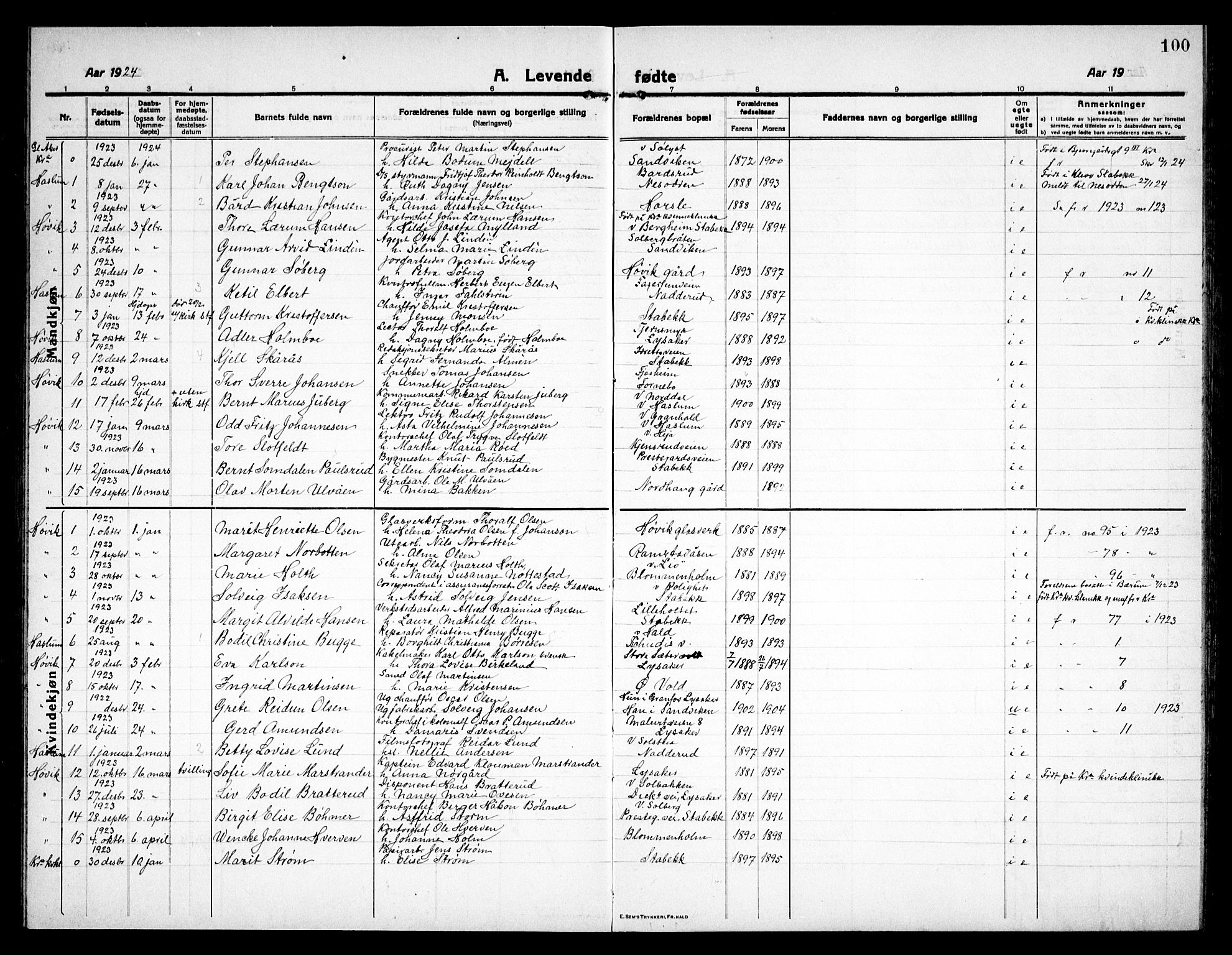 Østre Bærum prestekontor Kirkebøker, AV/SAO-A-10887/G/Ga/L0002: Parish register (copy) no. 2, 1912-1929, p. 100