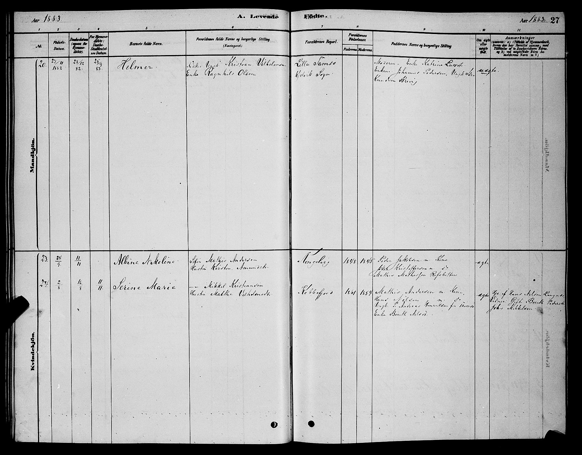 Måsøy sokneprestkontor, SATØ/S-1348/H/Hb/L0002klokker: Parish register (copy) no. 2, 1876-1888, p. 27