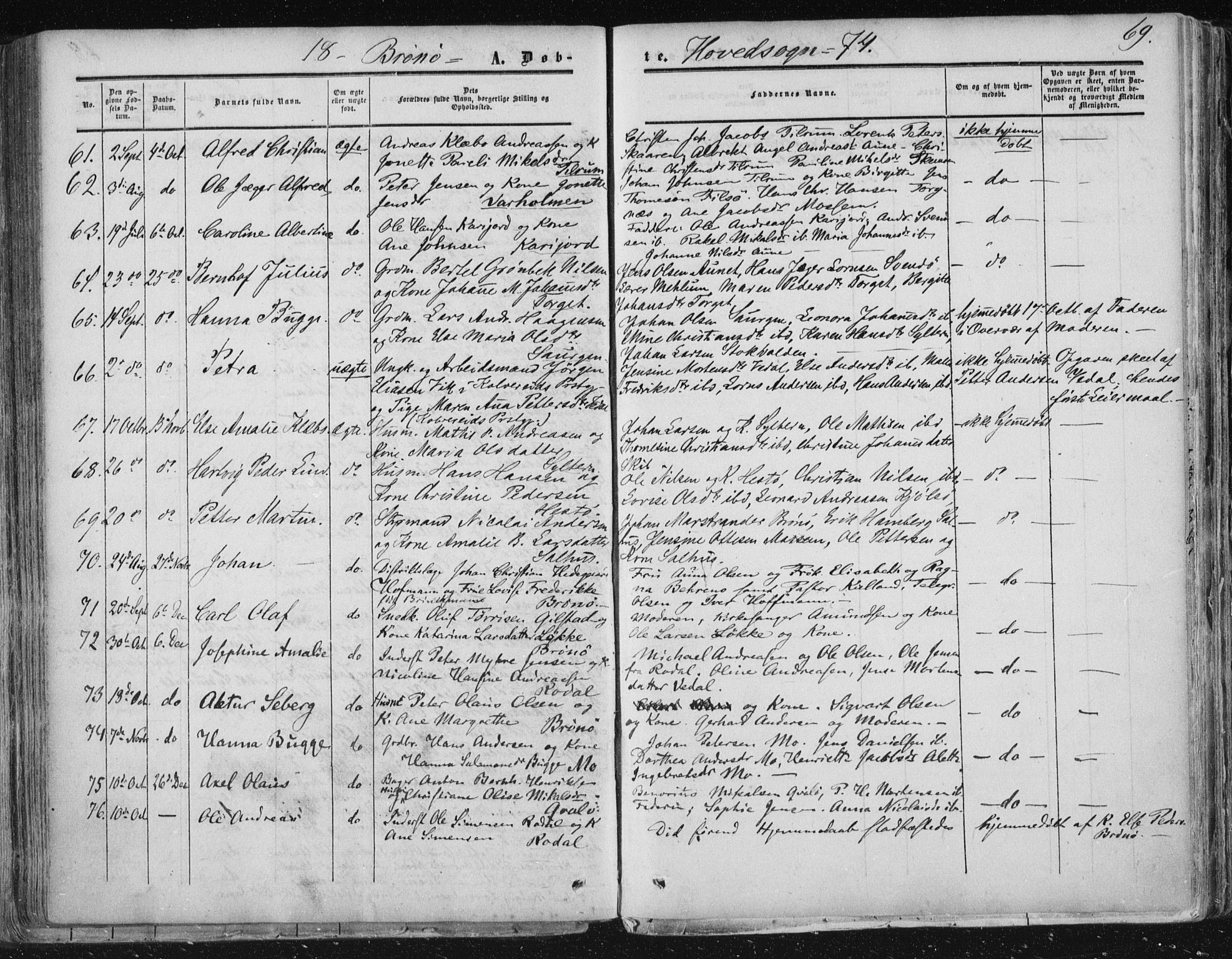 Ministerialprotokoller, klokkerbøker og fødselsregistre - Nordland, AV/SAT-A-1459/813/L0198: Parish register (official) no. 813A08, 1834-1874, p. 69