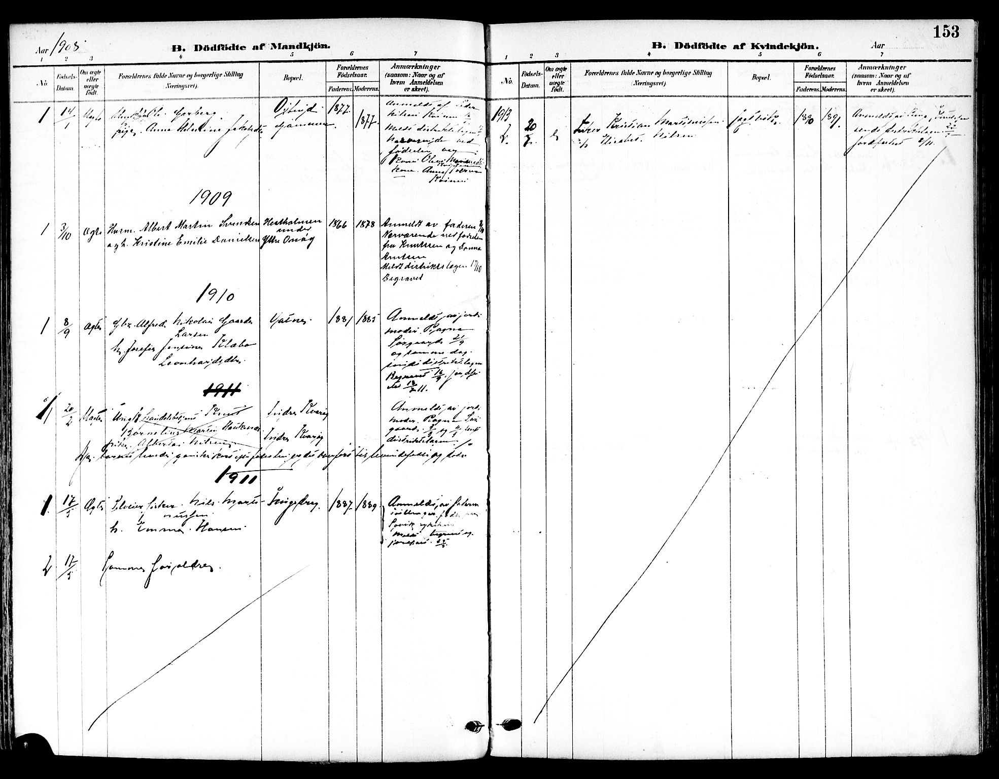 Ministerialprotokoller, klokkerbøker og fødselsregistre - Nordland, SAT/A-1459/839/L0569: Parish register (official) no. 839A06, 1903-1922, p. 153