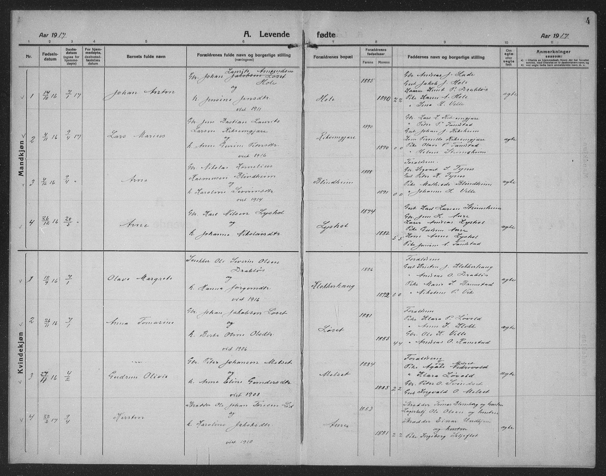 Ministerialprotokoller, klokkerbøker og fødselsregistre - Møre og Romsdal, AV/SAT-A-1454/523/L0342: Parish register (copy) no. 523C05, 1916-1937, p. 4