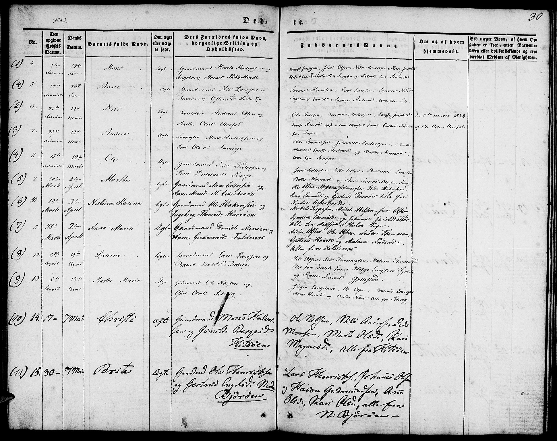 Fjell sokneprestembete, AV/SAB-A-75301/H/Haa: Parish register (official) no. A 1, 1835-1850, p. 30