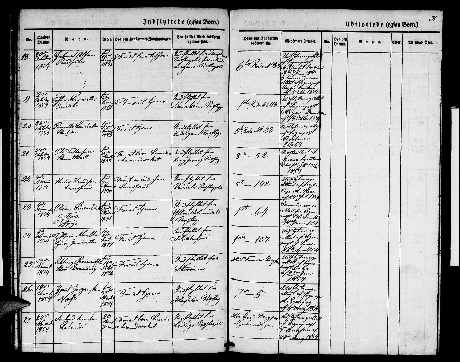 Nykirken Sokneprestembete, SAB/A-77101/H/Hab: Parish register (copy) no. F 1, 1837-1859, p. 31