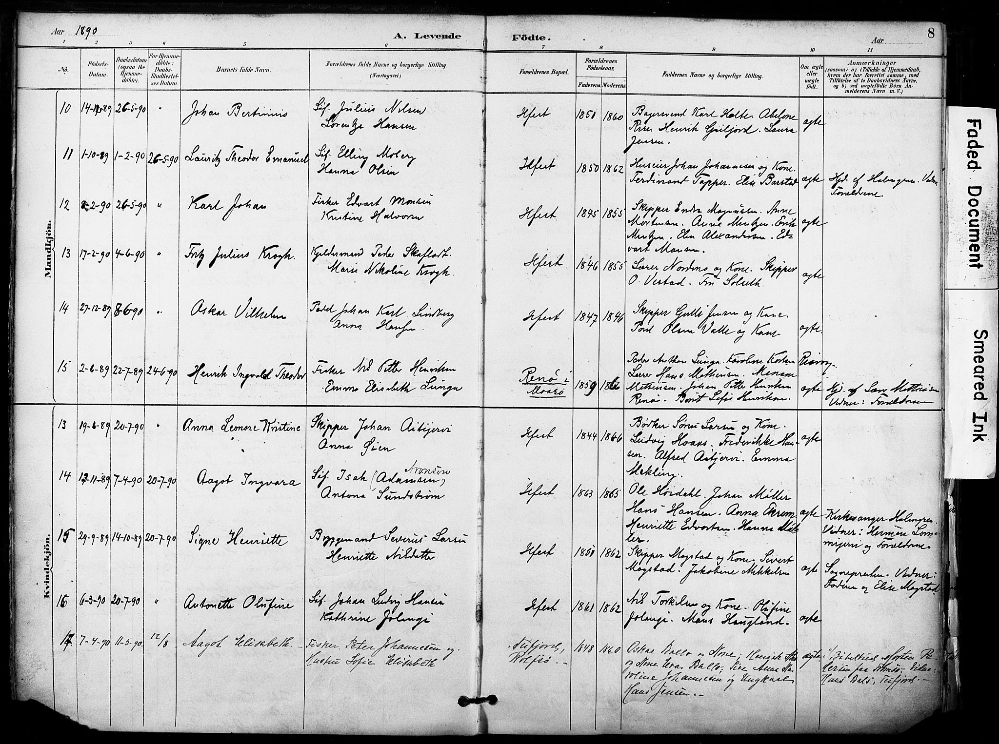 Hammerfest sokneprestkontor, AV/SATØ-S-1347/H/Ha/L0009.kirke: Parish register (official) no. 9, 1889-1897, p. 8