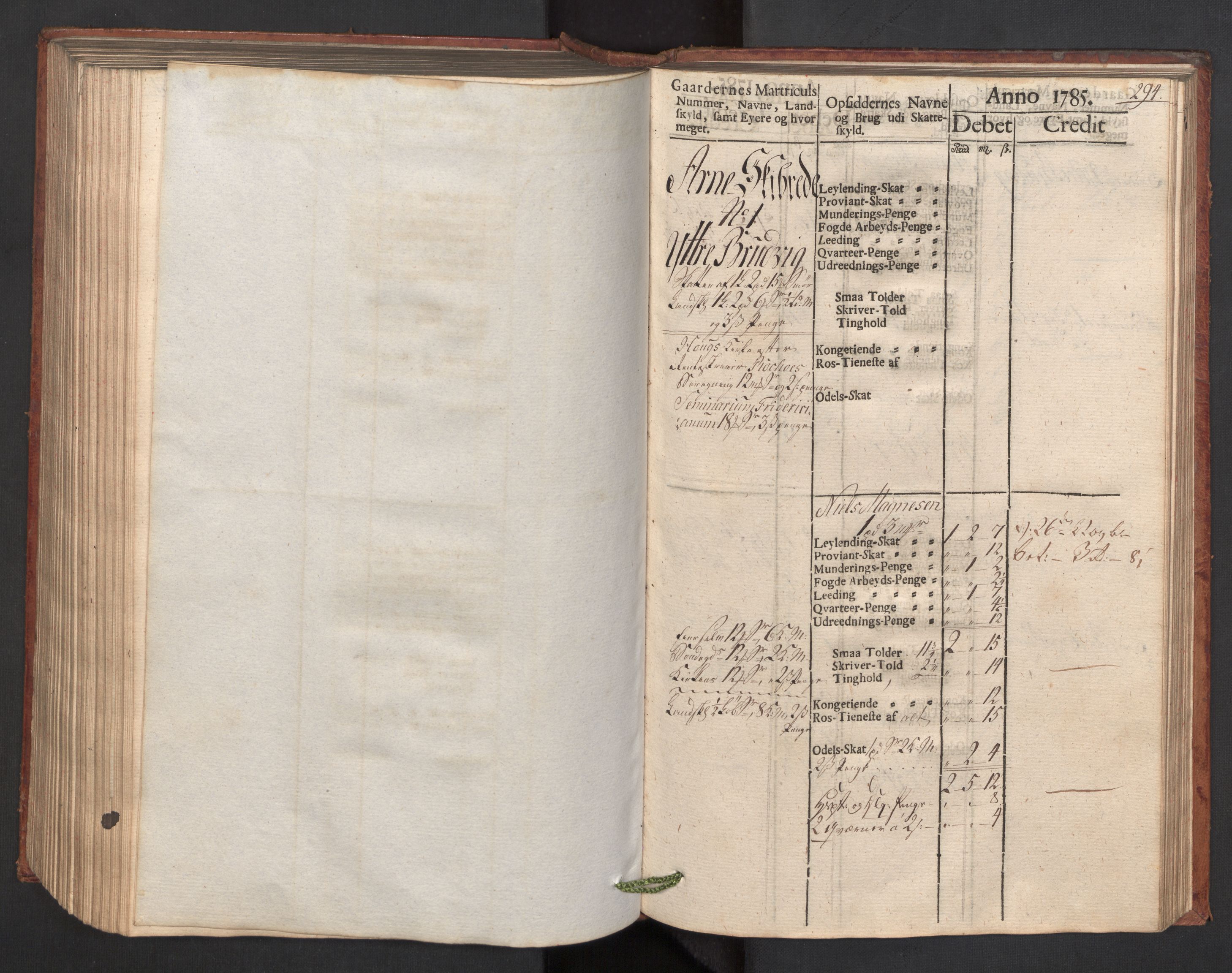 Rentekammeret, Fogdenes kassabøker, RA/EA-5947/R/L0067: Kassabok for Lindås, Herdla, Mjedla, og Arna skipreider i Nordhordland, 1785, p. 294
