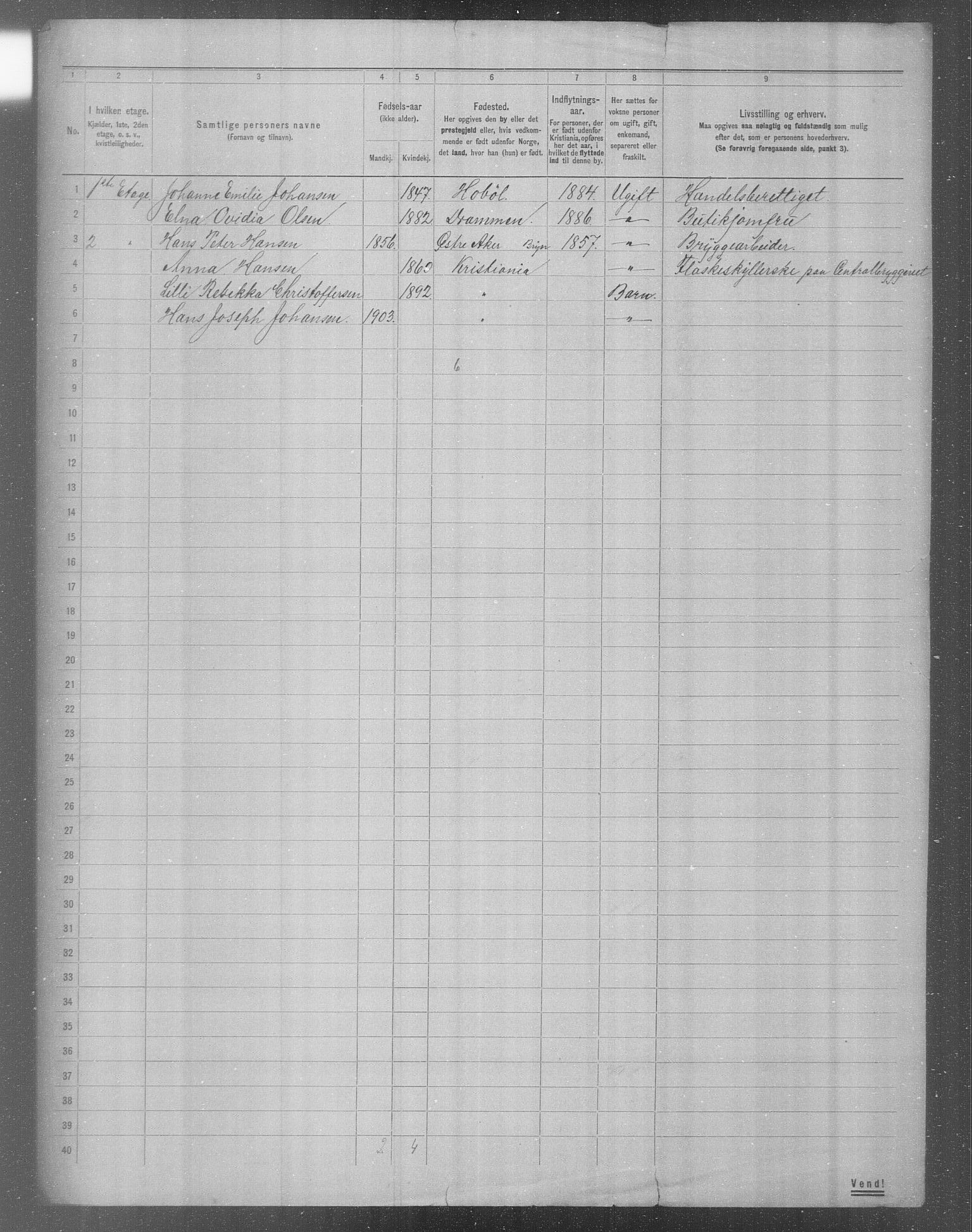 OBA, Municipal Census 1904 for Kristiania, 1904, p. 16519