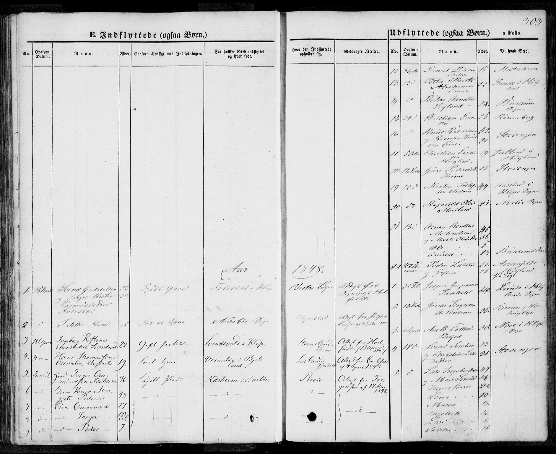 Lye sokneprestkontor, SAST/A-101794/001/30BA/L0006: Parish register (official) no. A 5.2, 1842-1855, p. 303