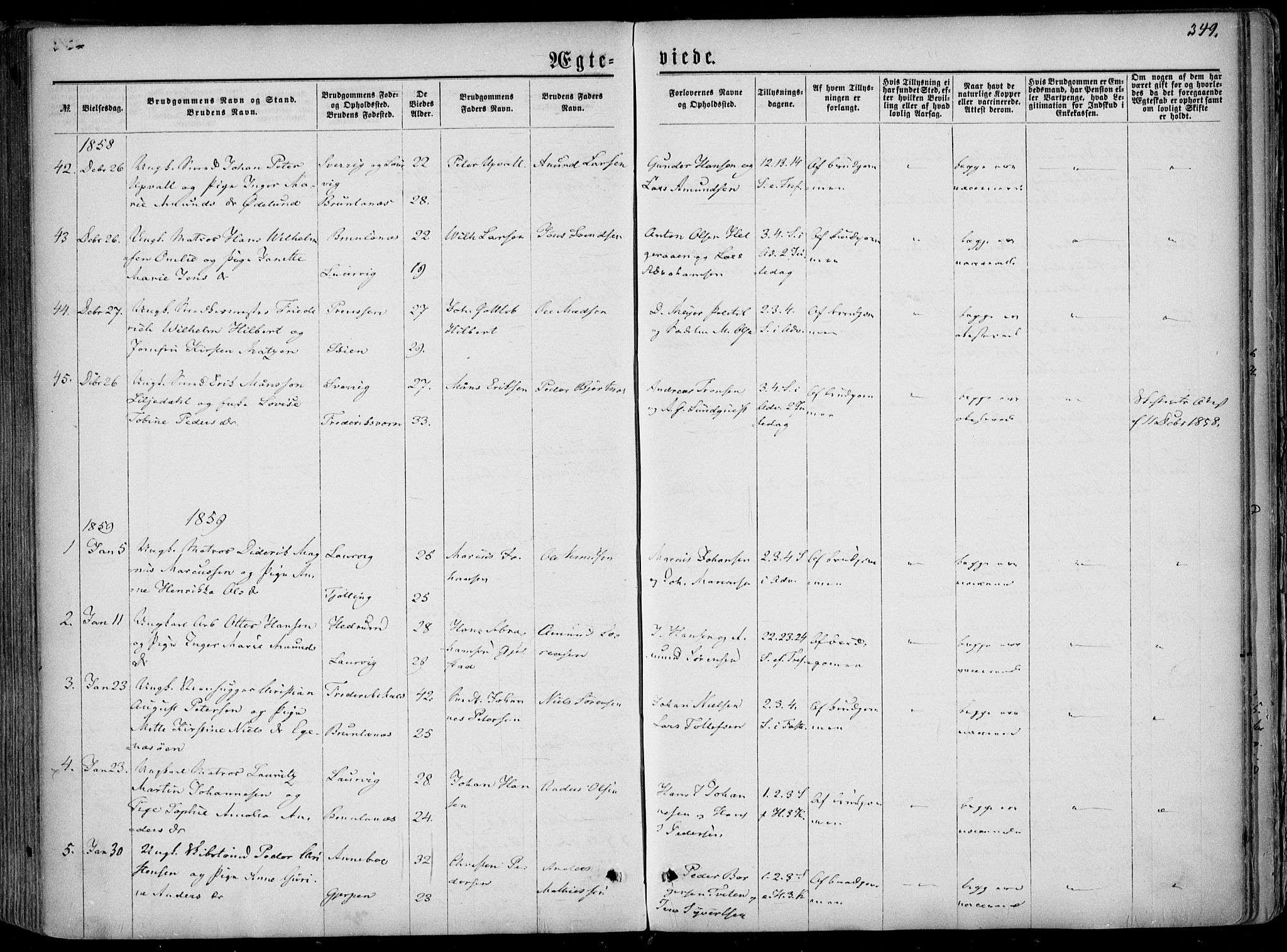 Larvik kirkebøker, SAKO/A-352/F/Fa/L0004: Parish register (official) no. I 4, 1856-1870, p. 349