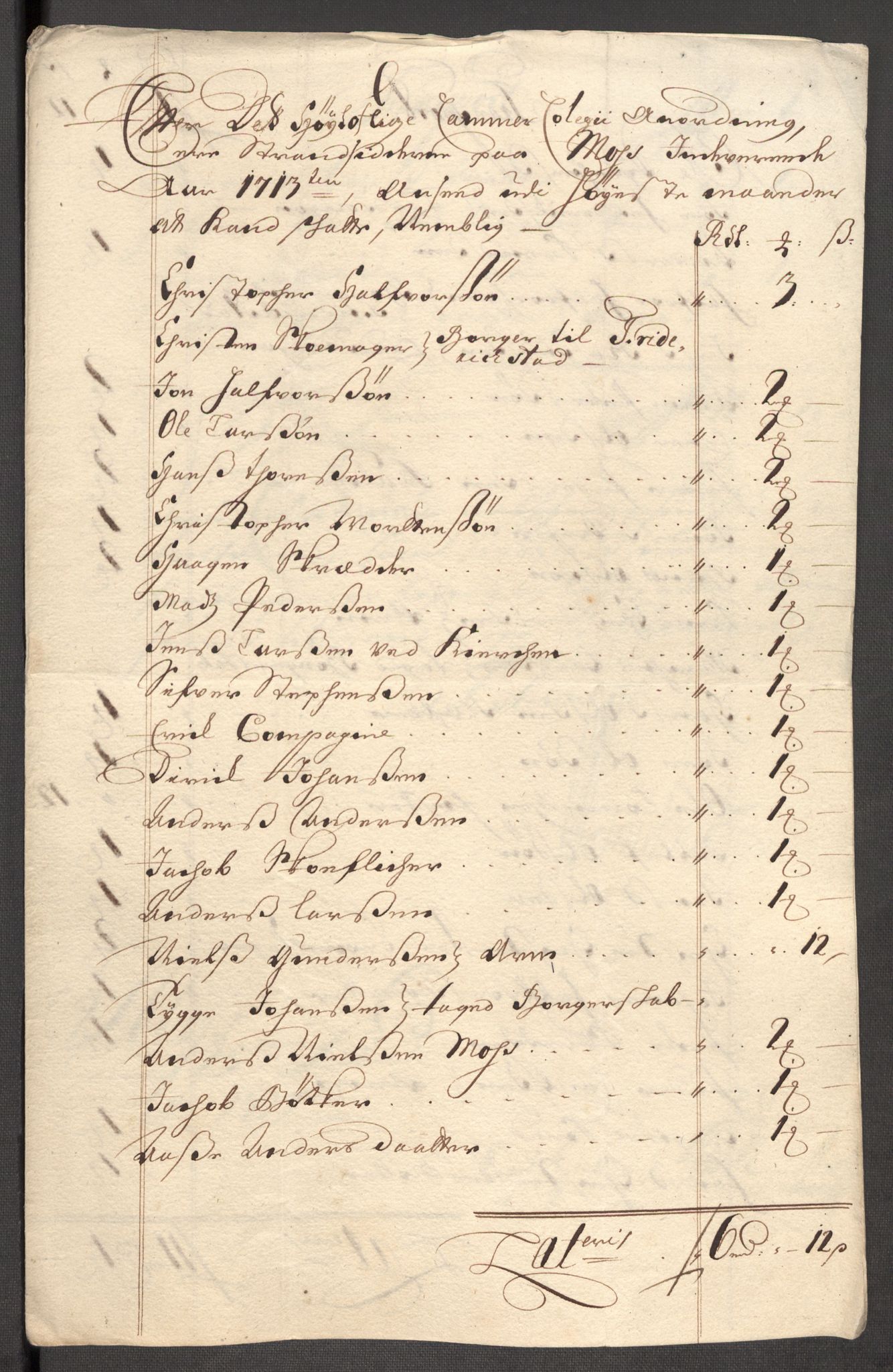 Rentekammeret inntil 1814, Reviderte regnskaper, Fogderegnskap, RA/EA-4092/R04/L0138: Fogderegnskap Moss, Onsøy, Tune, Veme og Åbygge, 1713-1714, p. 61