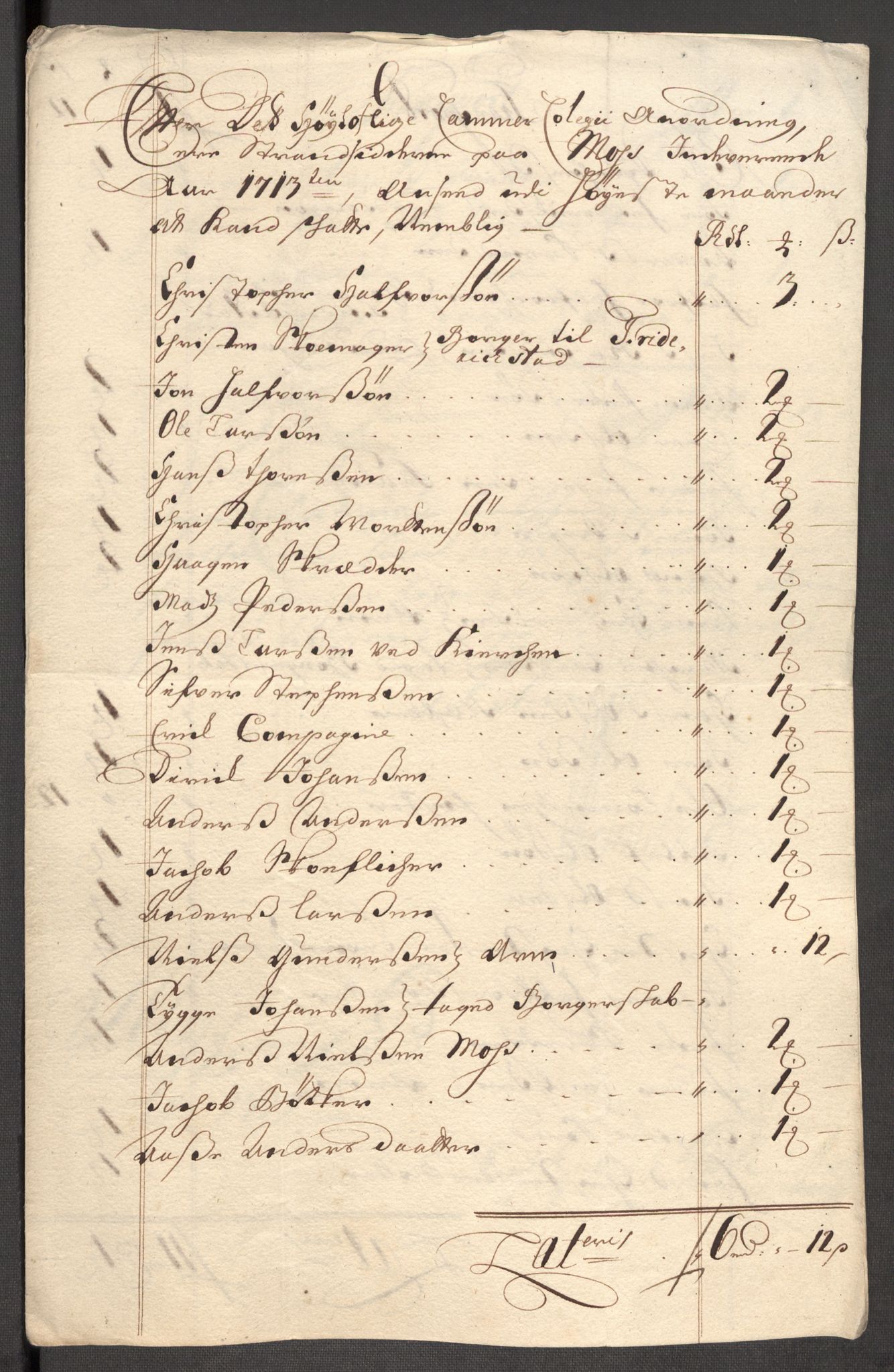 Rentekammeret inntil 1814, Reviderte regnskaper, Fogderegnskap, AV/RA-EA-4092/R04/L0138: Fogderegnskap Moss, Onsøy, Tune, Veme og Åbygge, 1713-1714, p. 61