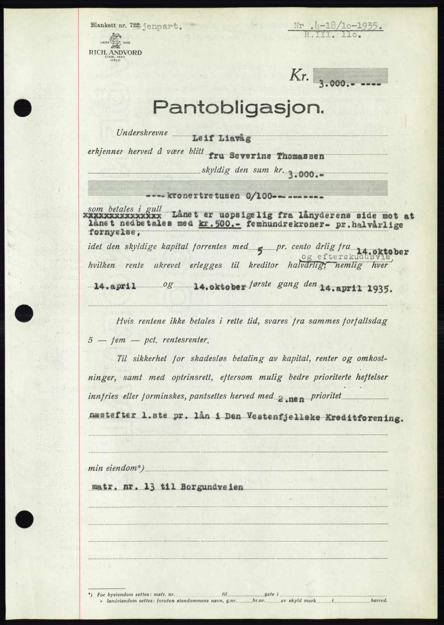 Ålesund byfogd, AV/SAT-A-4384: Mortgage book no. 32, 1934-1935, Deed date: 18.10.1935