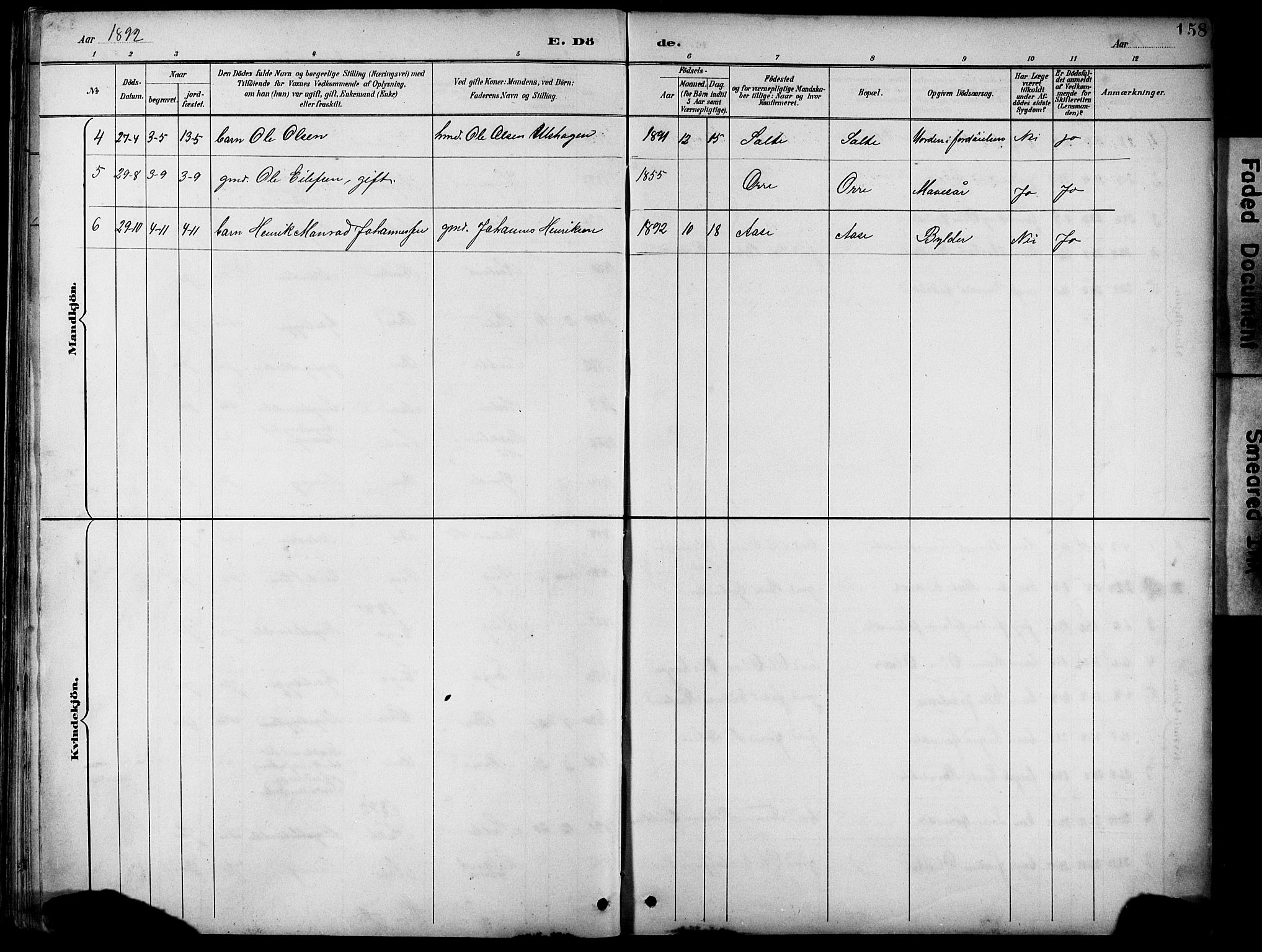 Klepp sokneprestkontor, SAST/A-101803/001/3/30BB/L0005: Parish register (copy) no. B 5, 1889-1918, p. 158