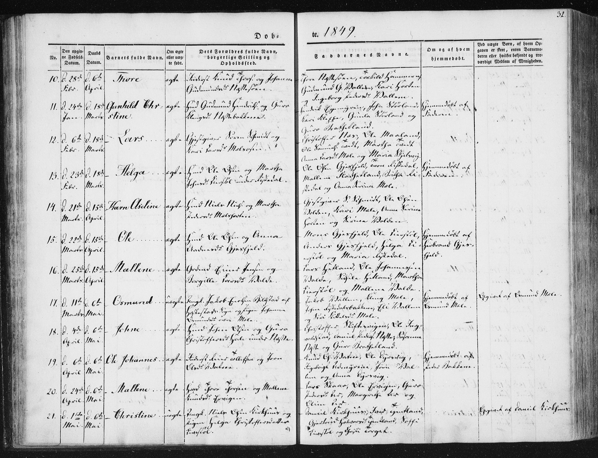 Hjelmeland sokneprestkontor, AV/SAST-A-101843/01/IV/L0008: Parish register (official) no. A 8, 1842-1861, p. 32