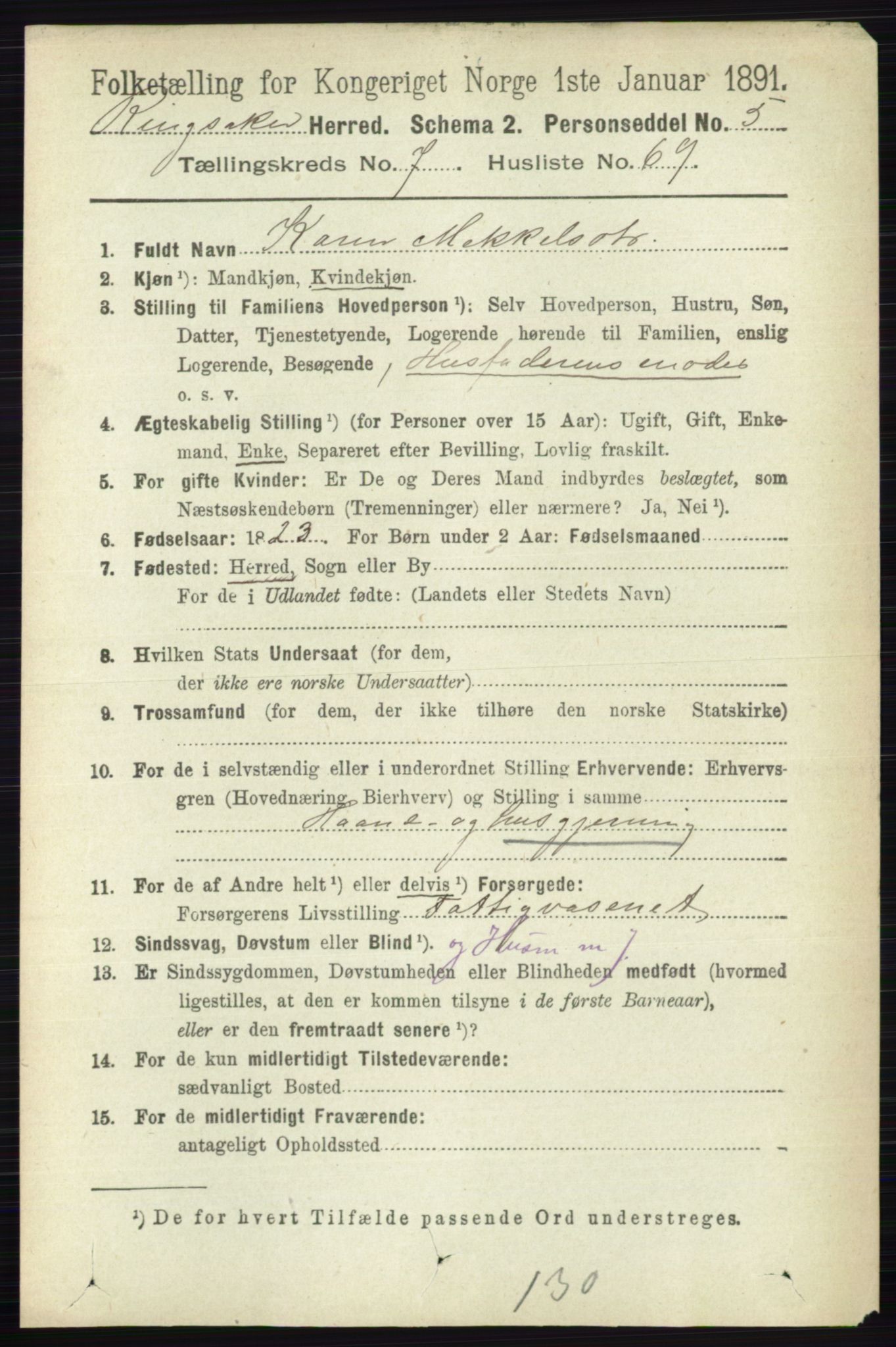 RA, 1891 census for 0412 Ringsaker, 1891, p. 4354